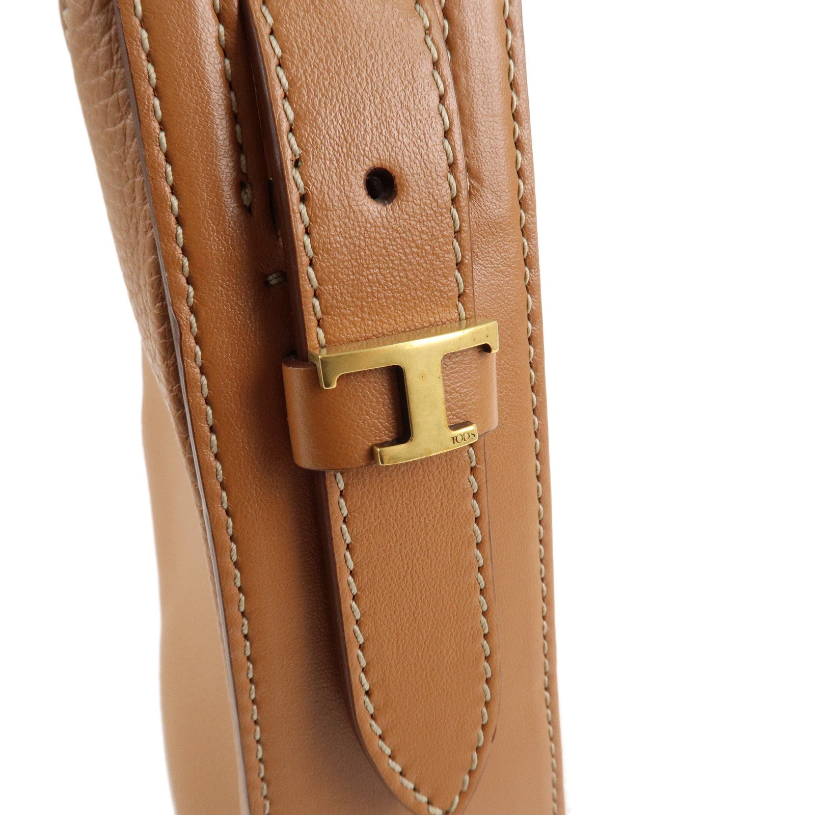 TOD'S Oboe Shoulder Bag Beige Used
