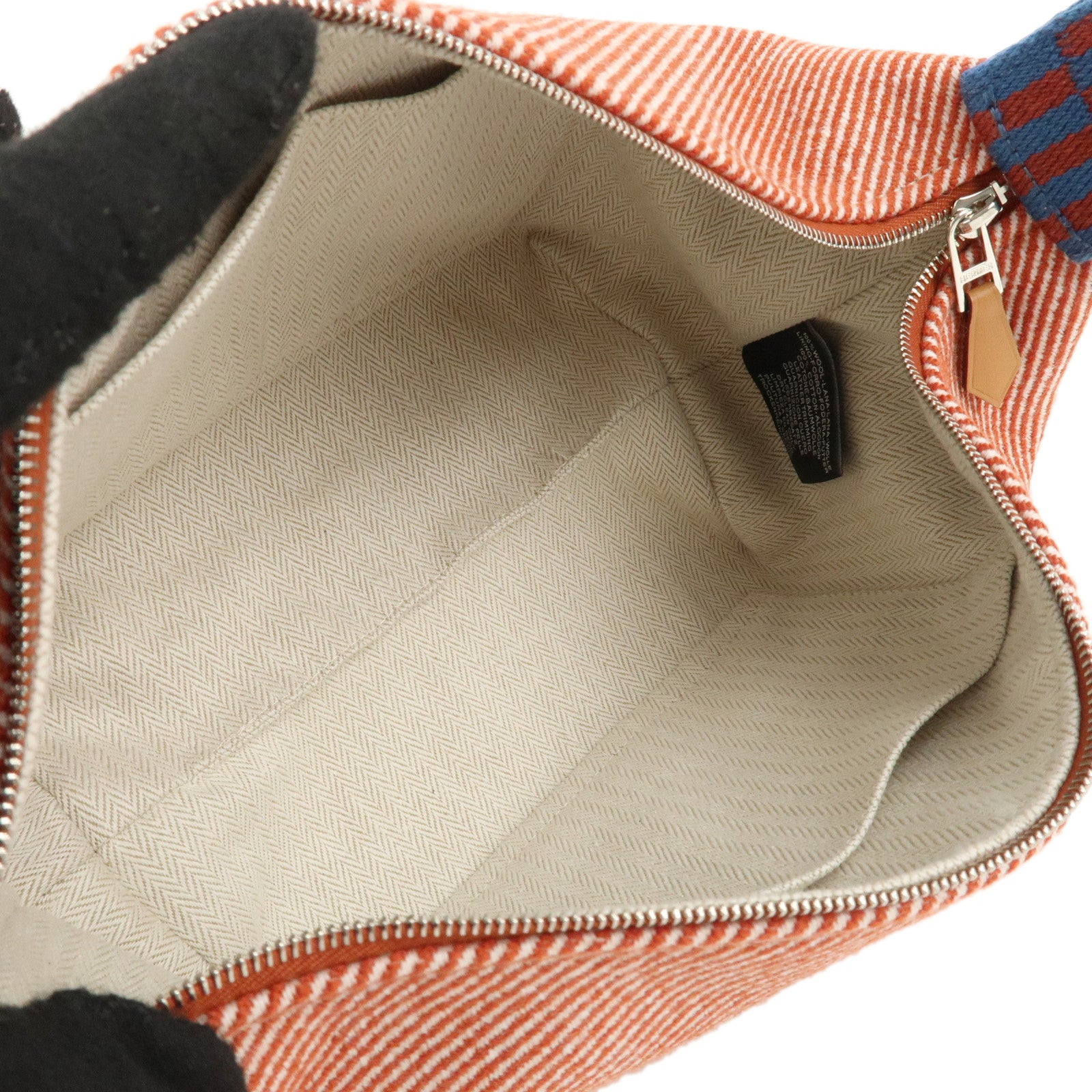 HERMES Canvas Bride a Brac PM Hand Bag Brown White Navy Used