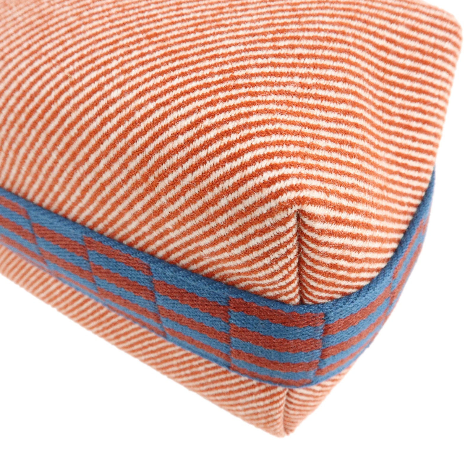 HERMES Canvas Bride a Brac PM Hand Bag Brown White Navy Used