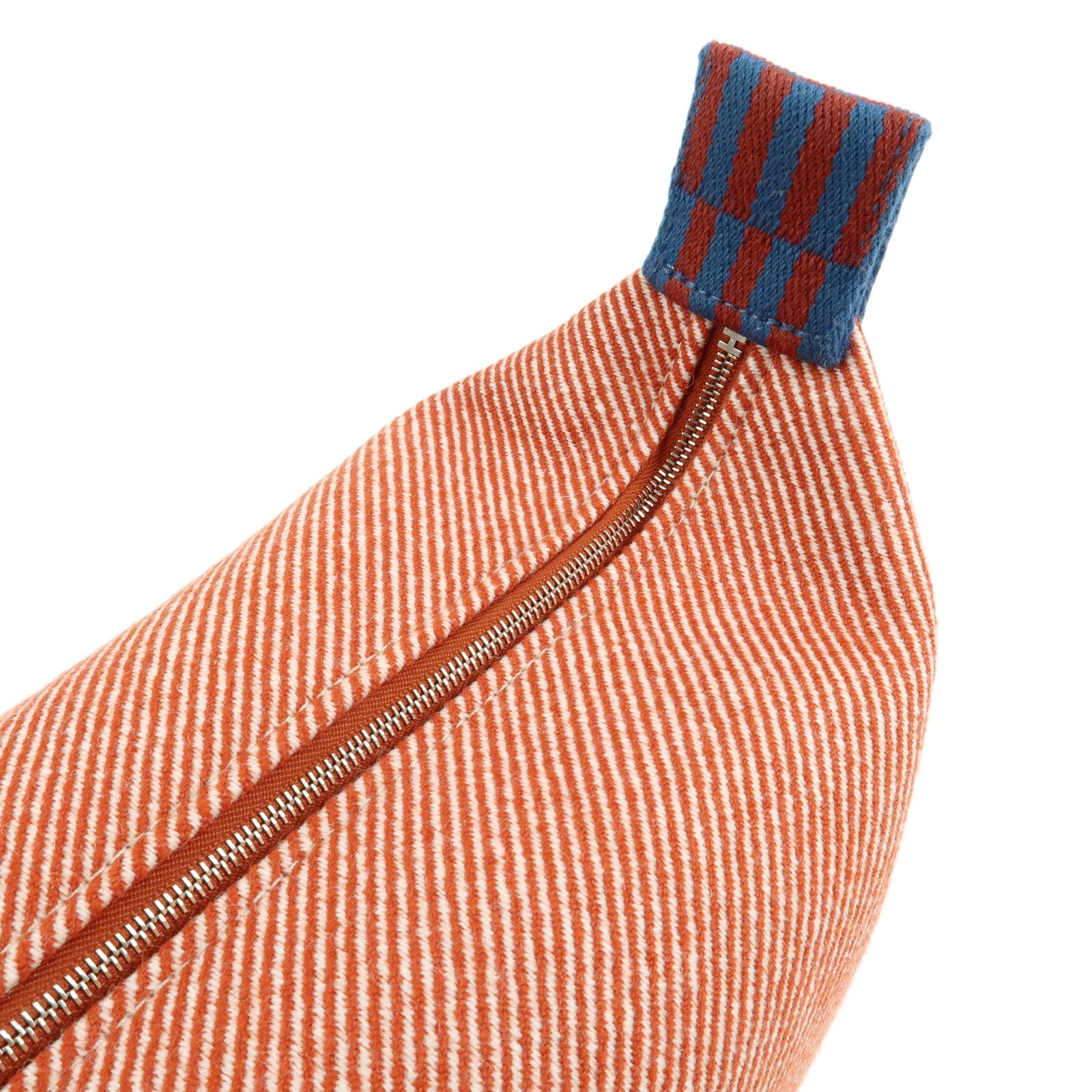 HERMES Canvas Bride a Brac PM Hand Bag Brown White Navy Used