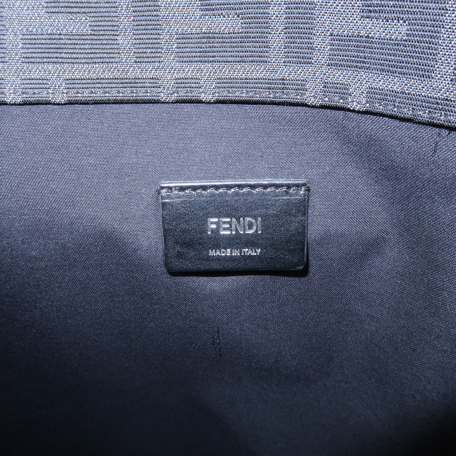 FENDI Zucca Canvas Leather 2Way Bag Tote Bag Black Gray 7VA390 Used