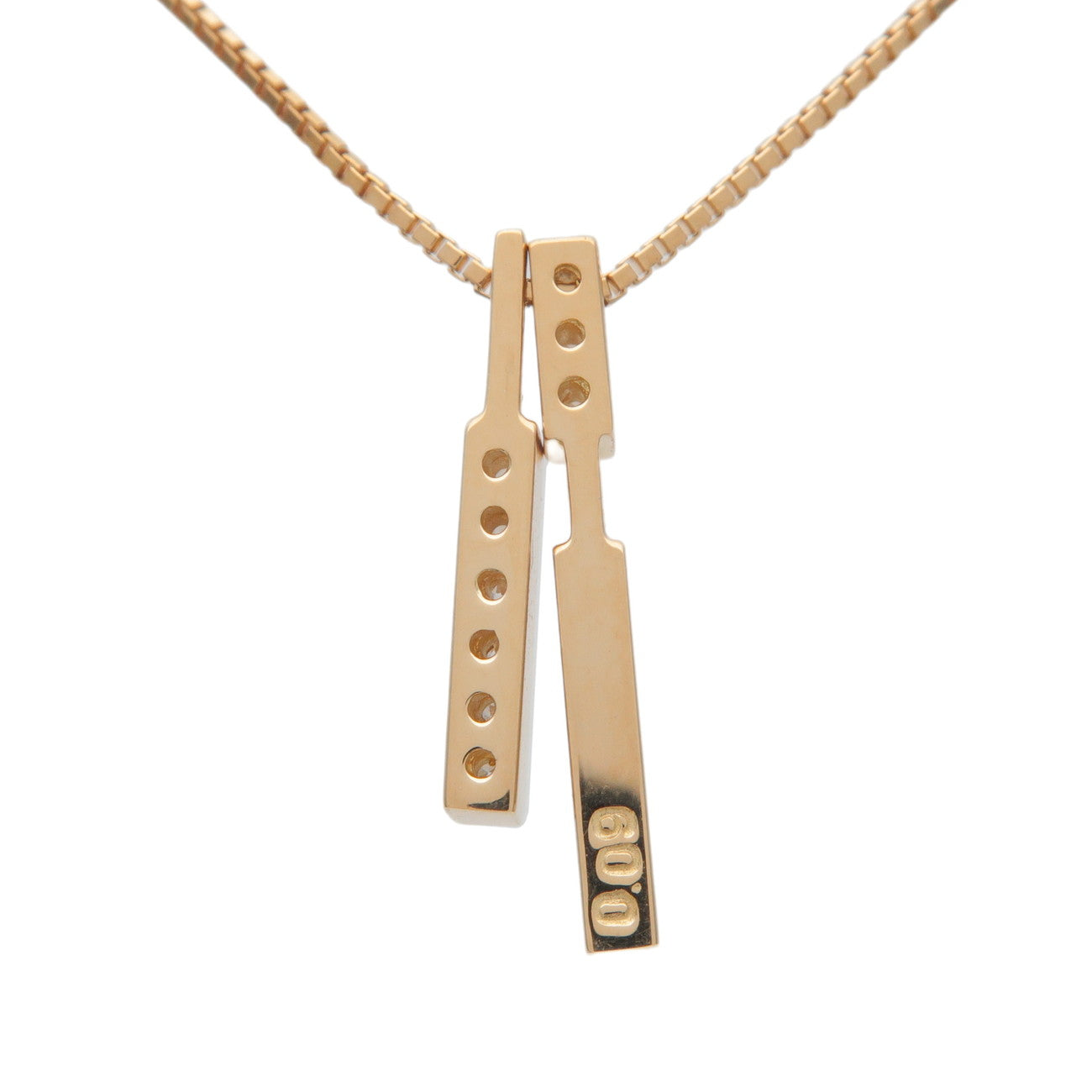 STAR JEWELRY 9P Diamond Necklace 0.09ct K18 750YG Yellow Gold Used