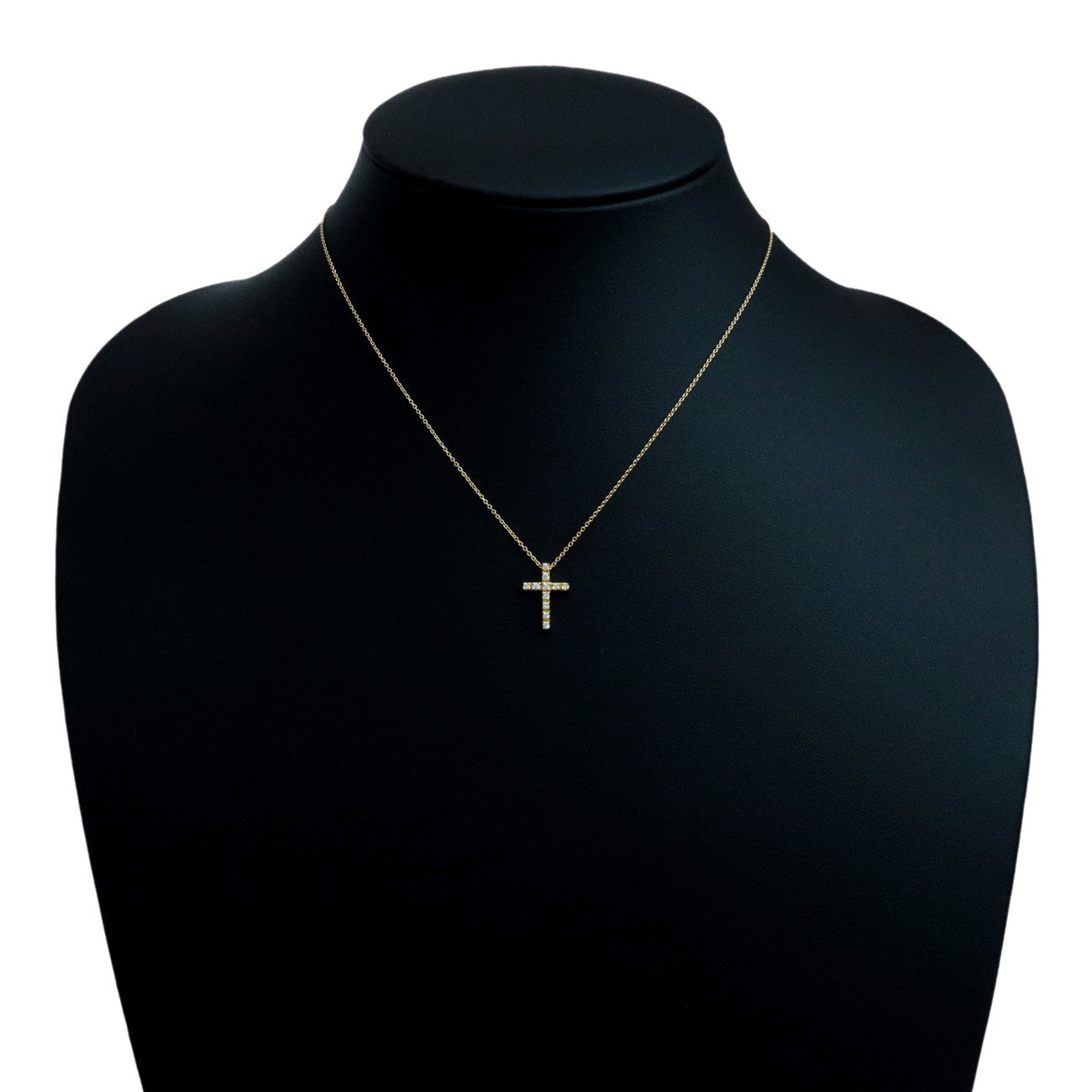STAR JEWELRY Cross Diamond Necklace 0.11ct K18YG 750YG Yellow Gold Used