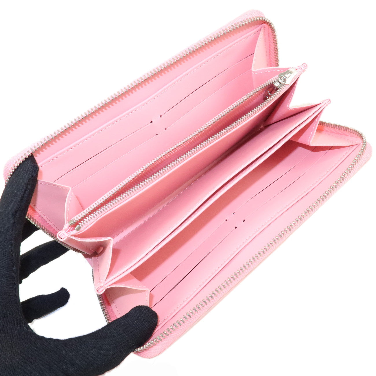 Louis Vuitton Monogram Vernis Jungle Dot Zippy Wallet Pink M41912 Used