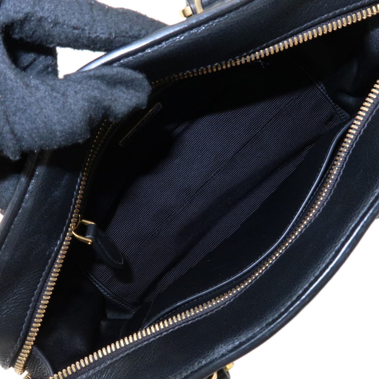 PRADA Leather 2Way Bag Hand Bag Shoulder Bag Black 1BA164 Used