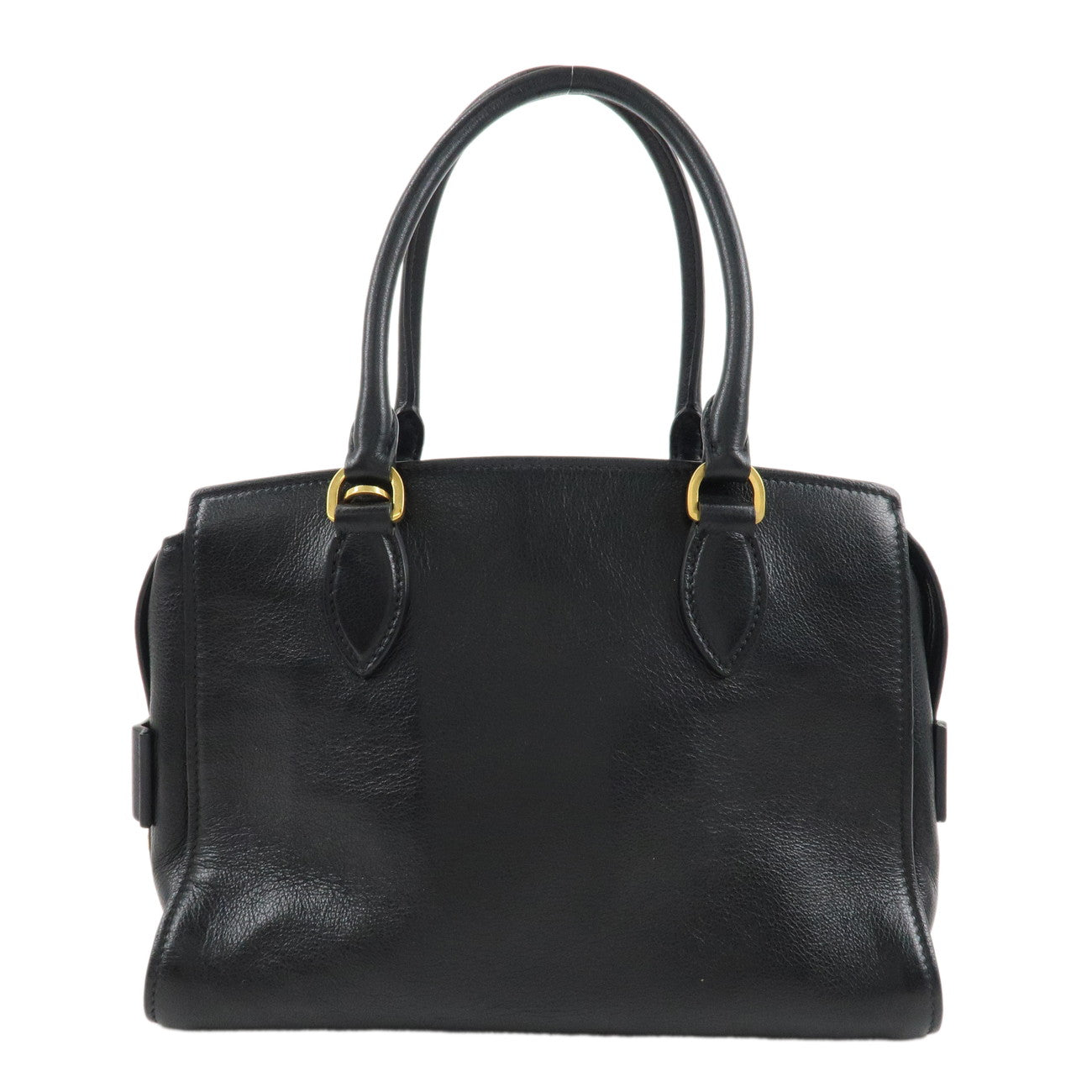 PRADA Leather 2Way Bag Hand Bag Shoulder Bag Black 1BA164 Used