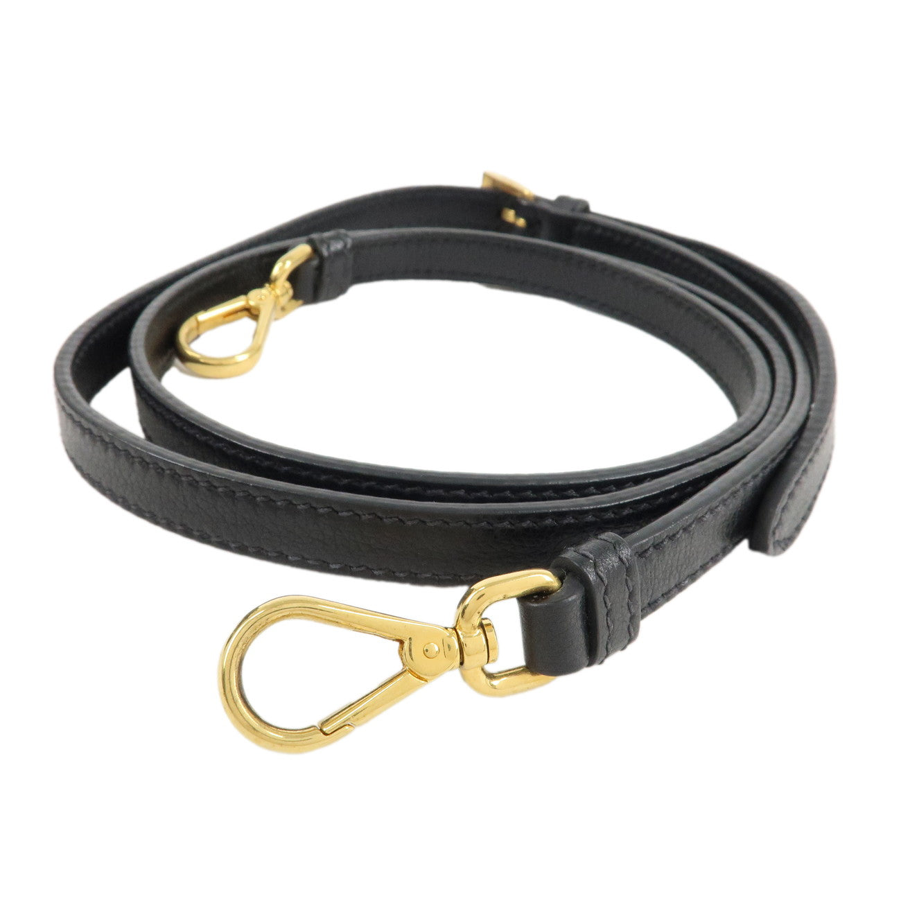 PRADA Leather 2Way Bag Hand Bag Shoulder Bag Black 1BA164 Used