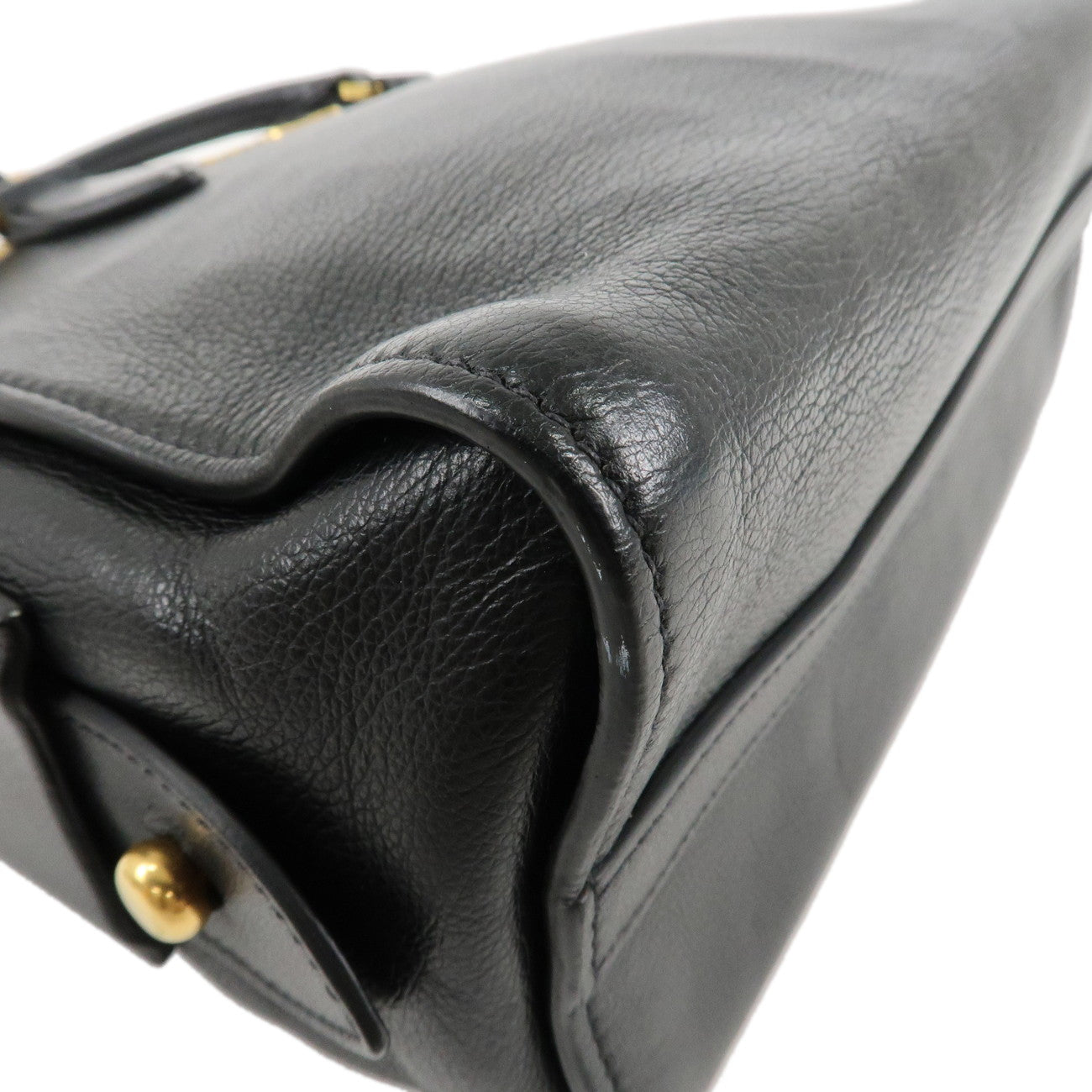 PRADA Leather 2Way Bag Hand Bag Shoulder Bag Black 1BA164 Used