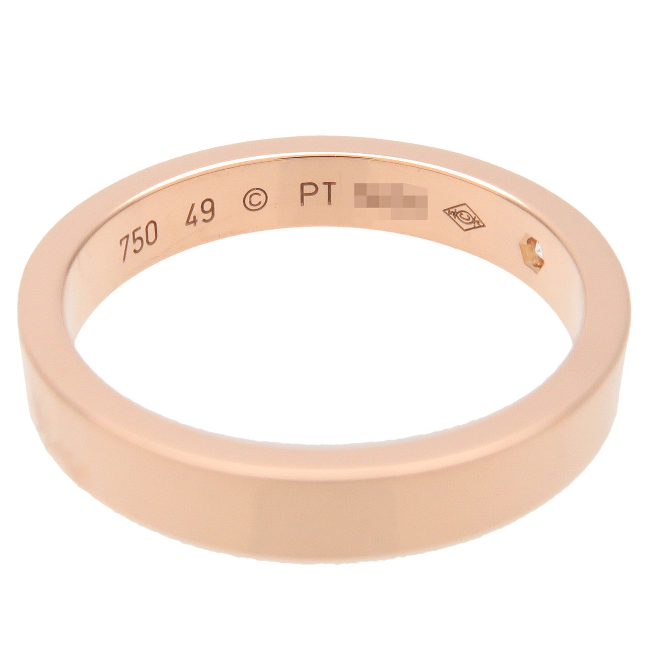 Cartier Engraved 1P Diamond Ring K18PG 750PG Rose Gold #49 US5 Used