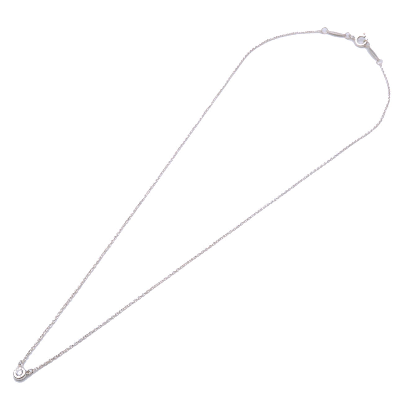 Tiffany&Co. By the Yard 1P Diamond Necklace 0.05ct Silver SV925 Ued F/S Used