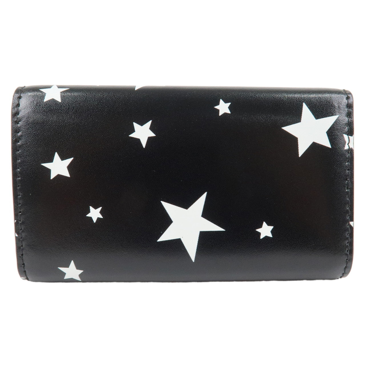 BALENCIAGA Leather 6 Key Case Star Print Black White 499204 Used