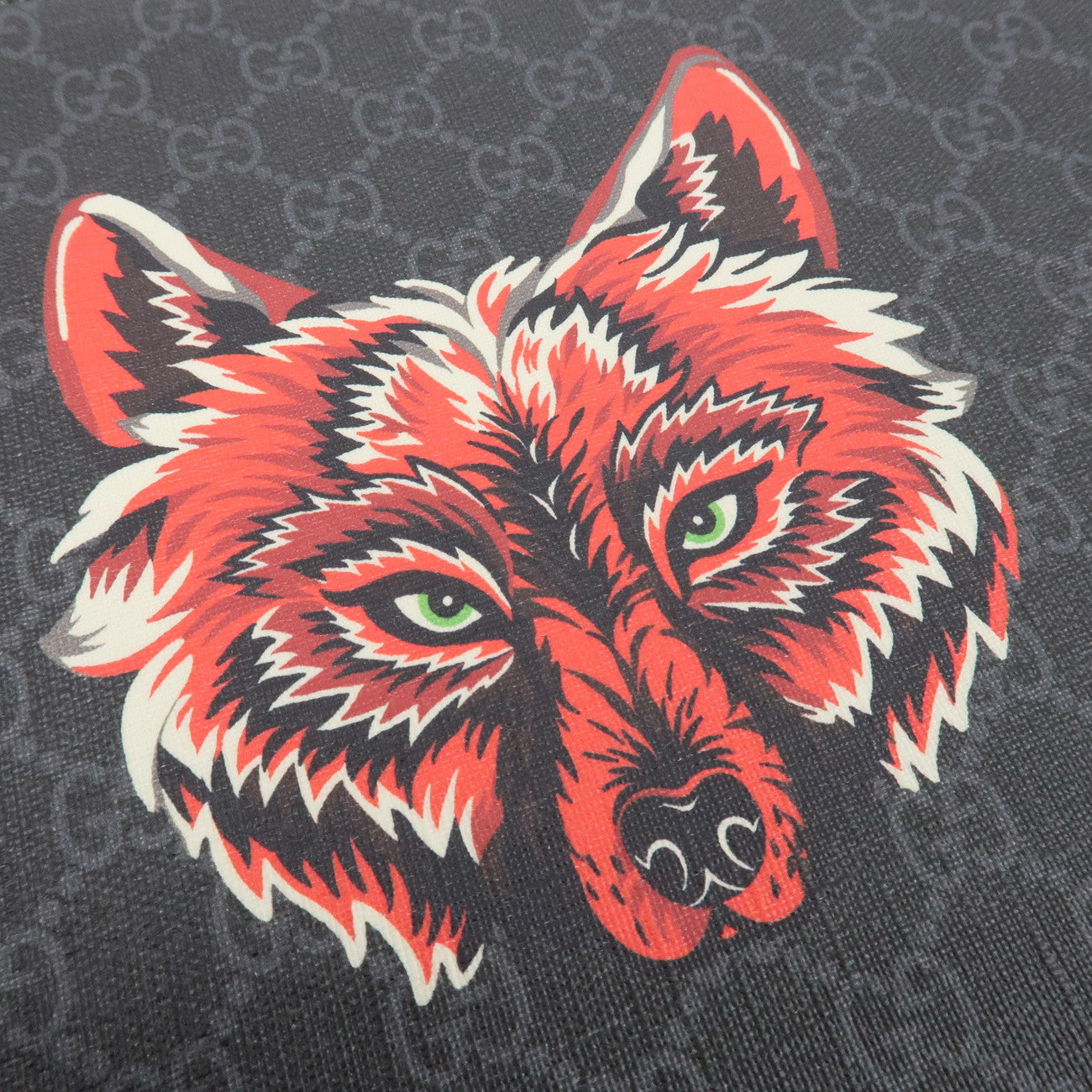 GUCCI Gucci GG Supreme Leather Clutch Bag Wolf's Head Print 547084 Used