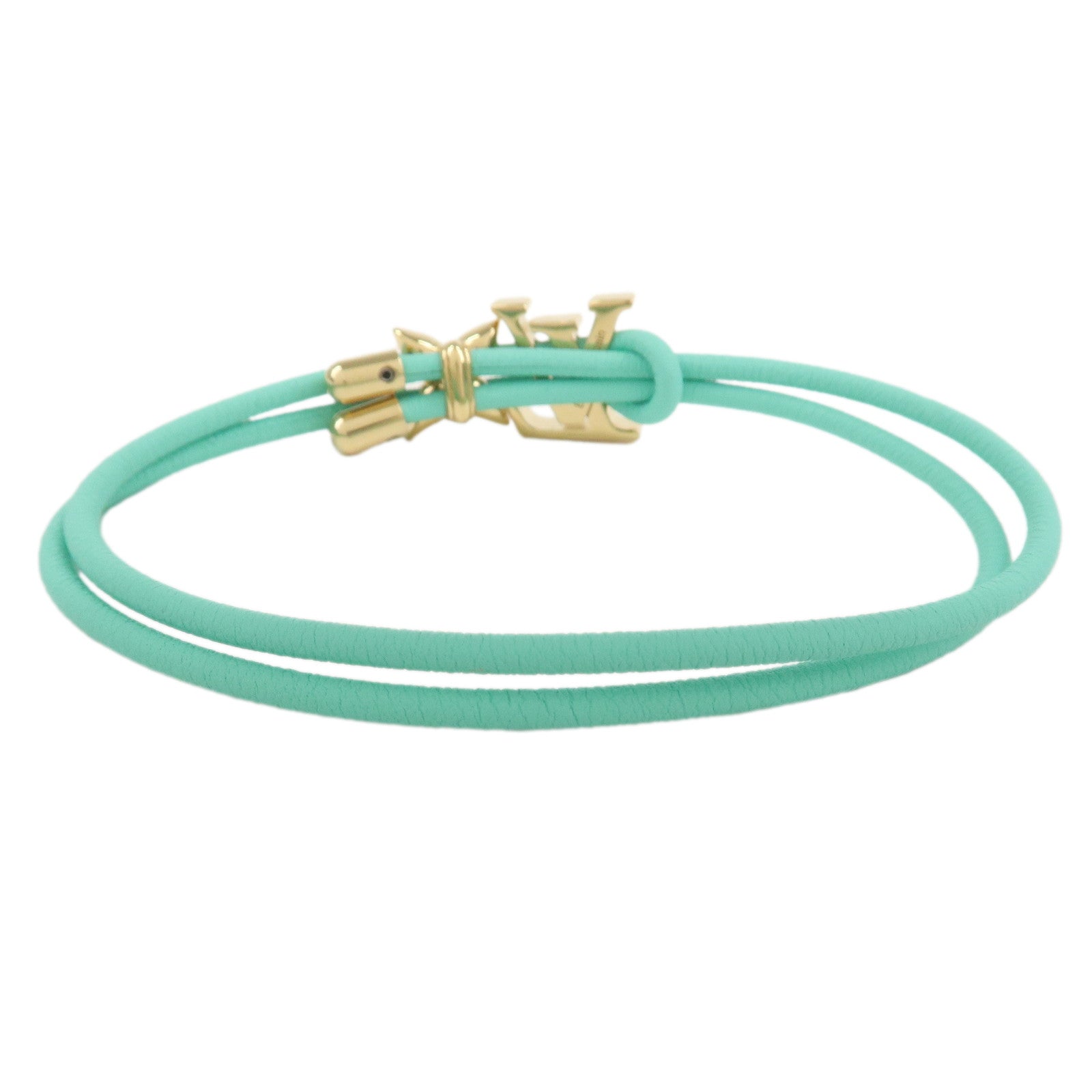 Louis Vuitton LV Bloom Leather Bracelet Blue Lagoon M0973Z Used