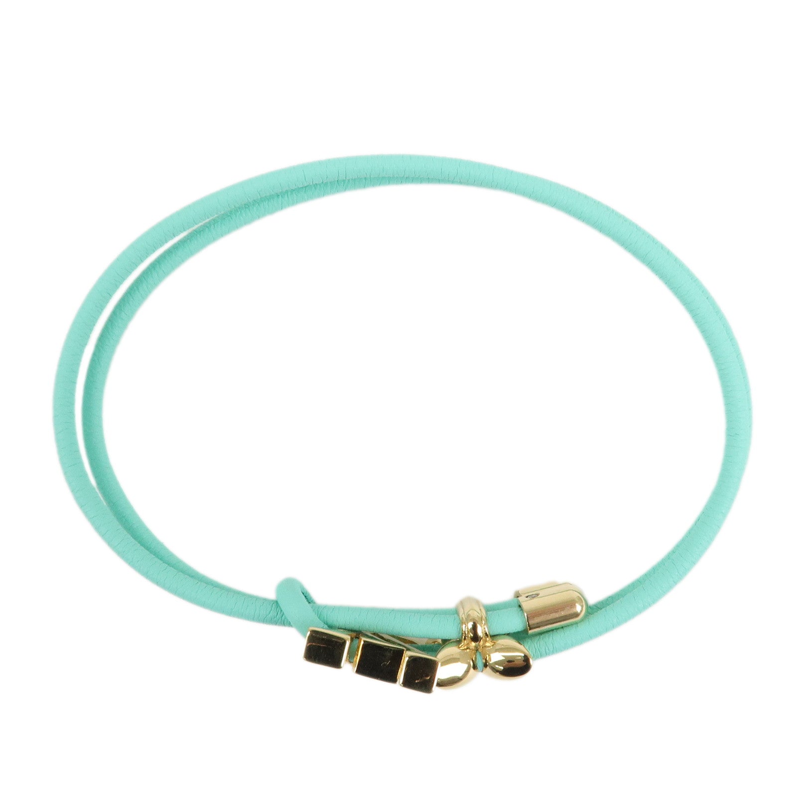 Louis Vuitton LV Bloom Leather Bracelet Blue Lagoon M0973Z Used