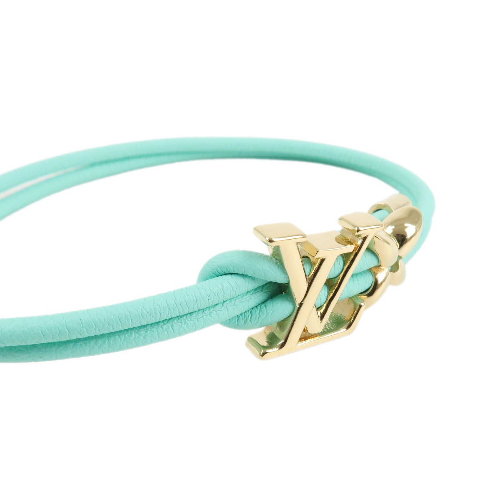 Louis Vuitton LV Bloom Leather Bracelet Blue Lagoon M0973Z Used
