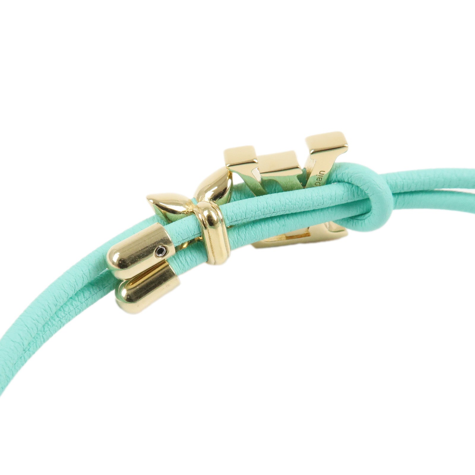 Louis Vuitton LV Bloom Leather Bracelet Blue Lagoon M0973Z Used