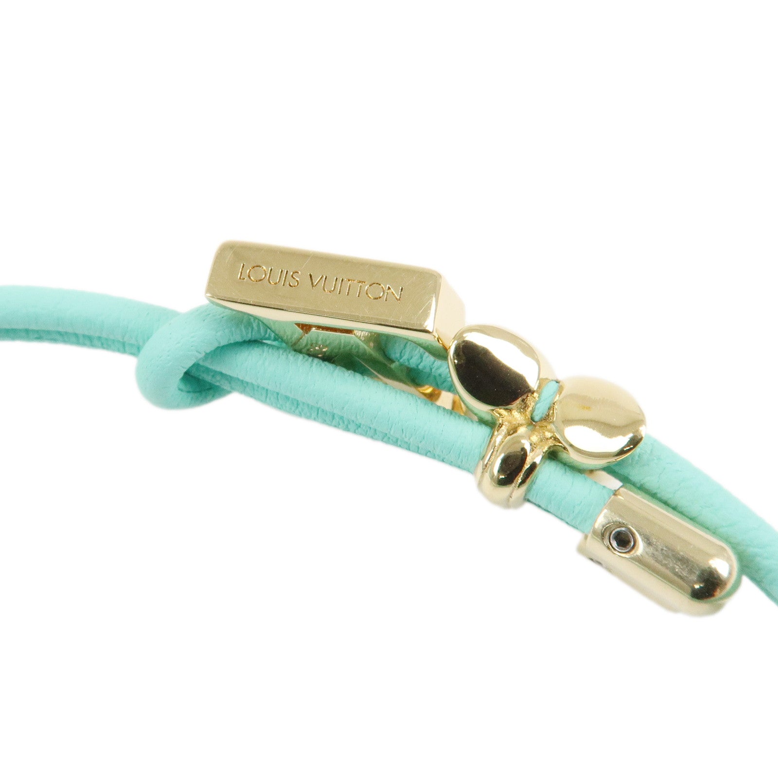 Louis Vuitton LV Bloom Leather Bracelet Blue Lagoon M0973Z Used