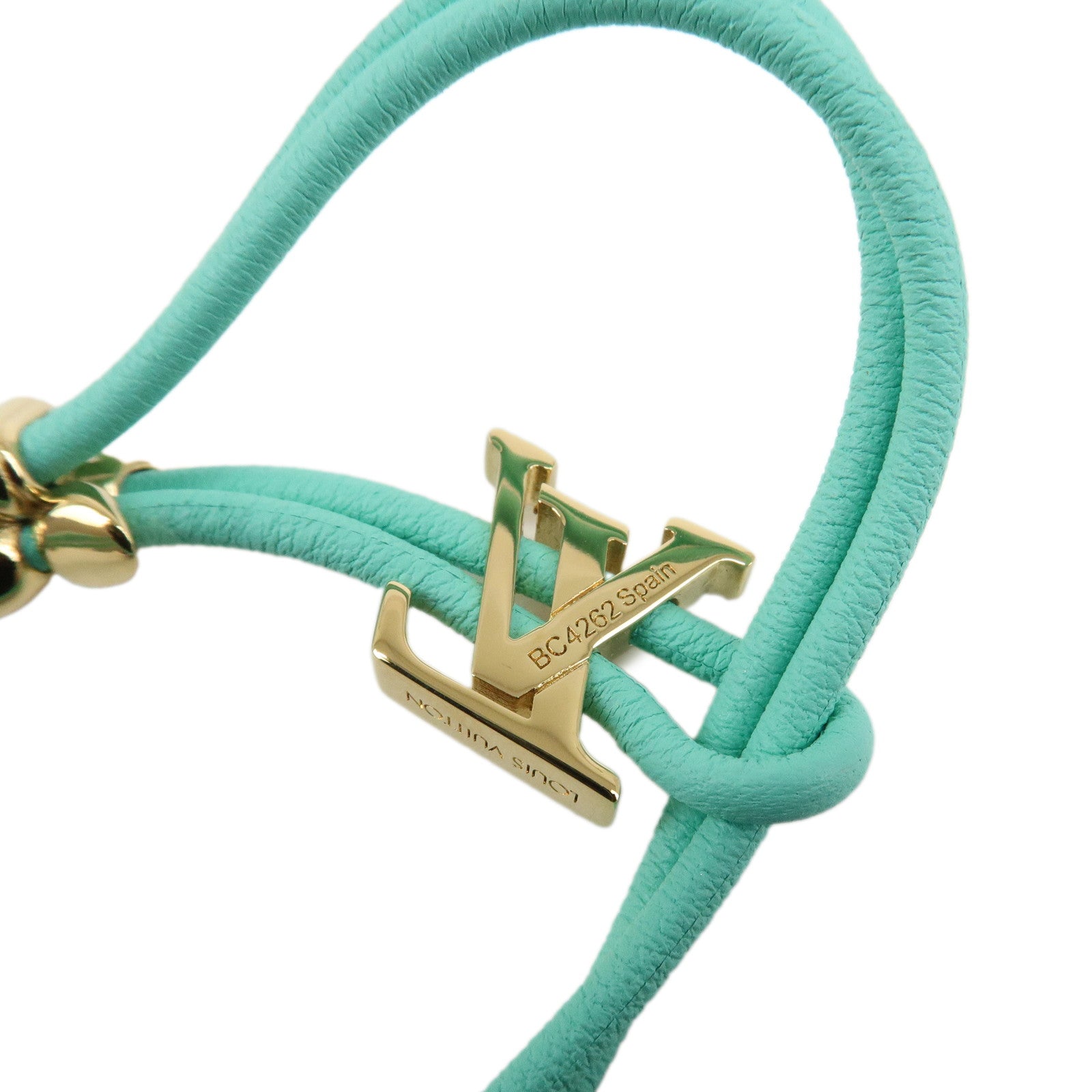 Louis Vuitton LV Bloom Leather Bracelet Blue Lagoon M0973Z Used