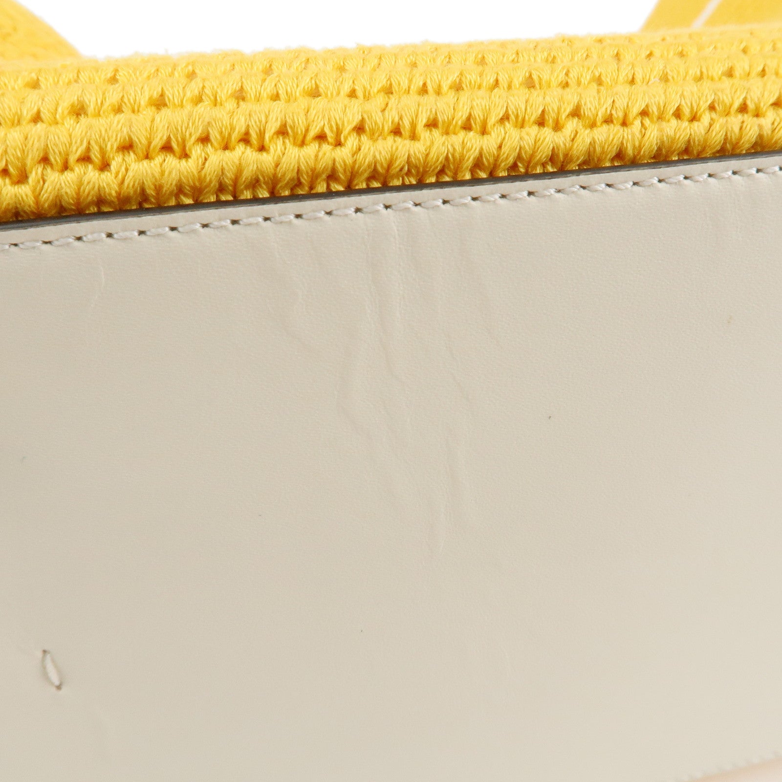 FENDI Leather Sunshine Medium 2Way Tote Bag Hand Bag Yellow 8BH386 Used