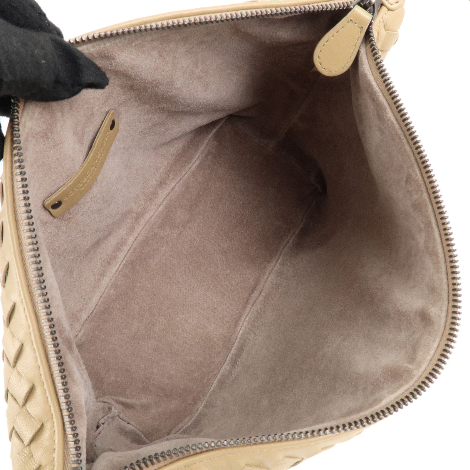 BOTTEGA VENETA Intrecciato Leather Shoulder Bag Hand Bag Beige Used