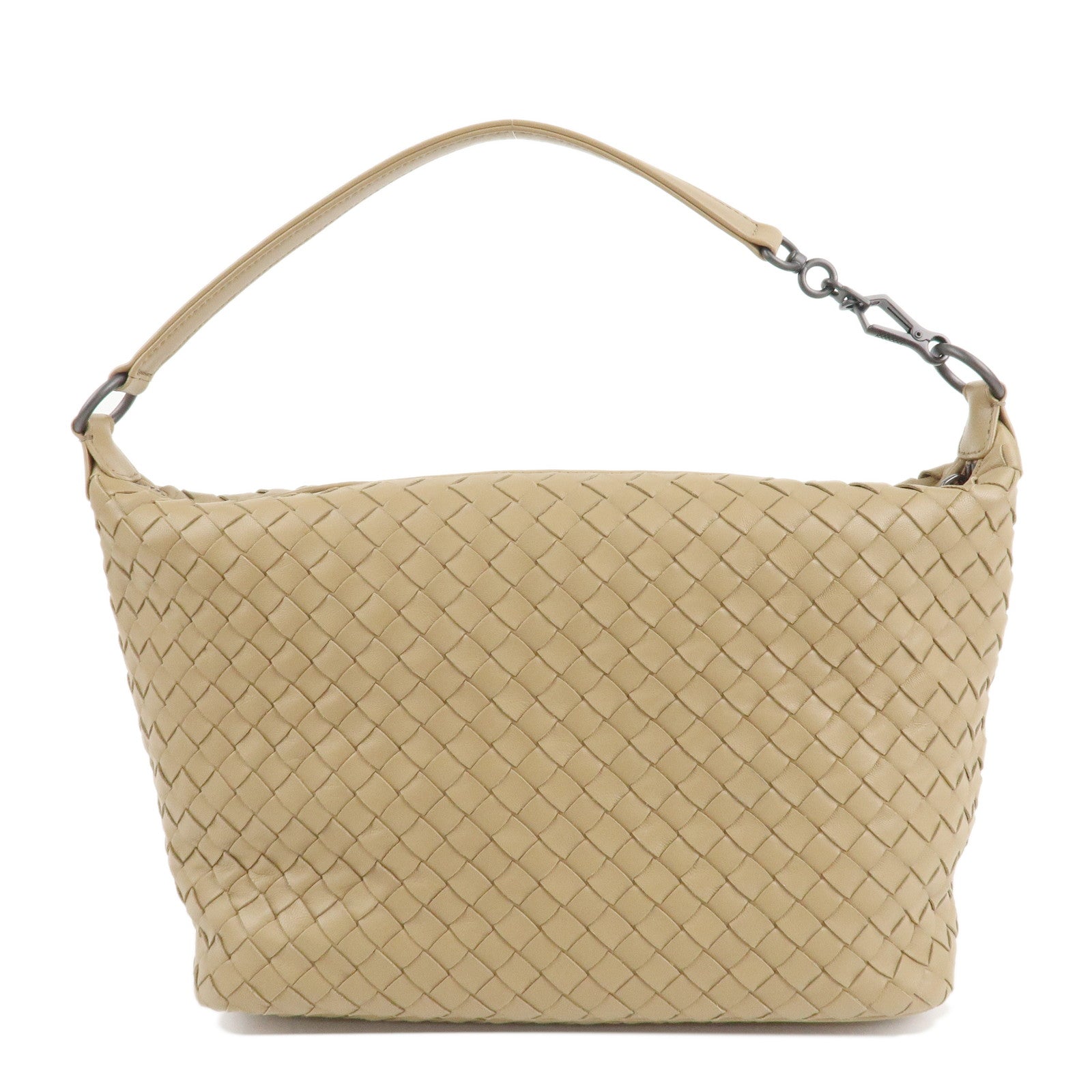 BOTTEGA VENETA Intrecciato Leather Shoulder Bag Hand Bag Beige Used