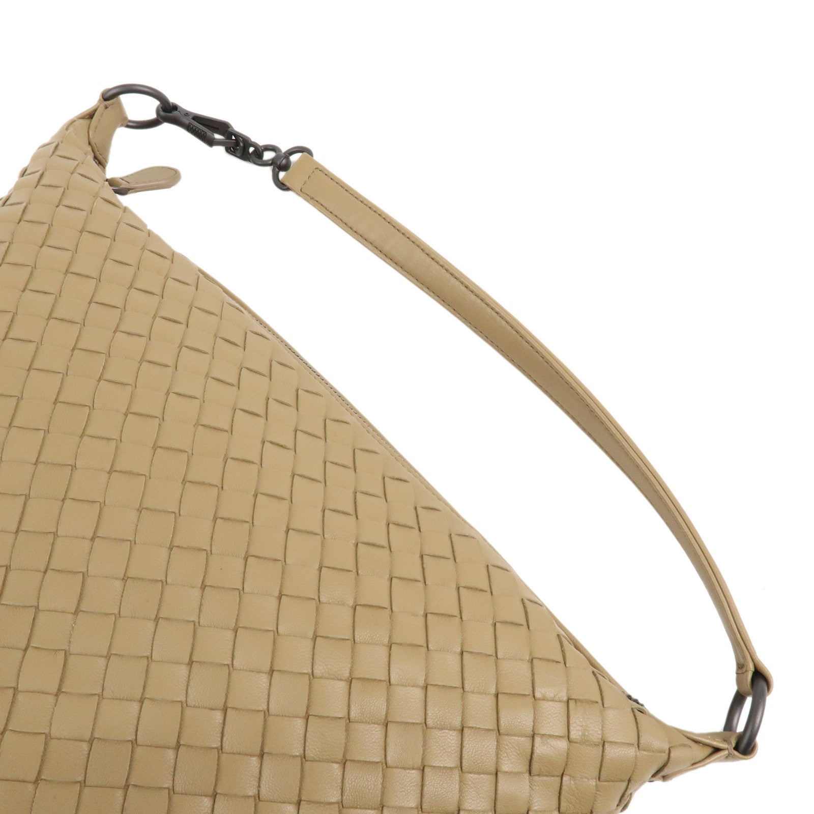 BOTTEGA VENETA Intrecciato Leather Shoulder Bag Hand Bag Beige Used
