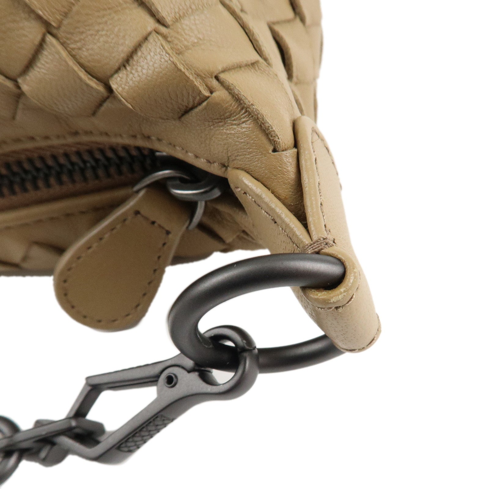 BOTTEGA VENETA Intrecciato Leather Shoulder Bag Hand Bag Beige Used