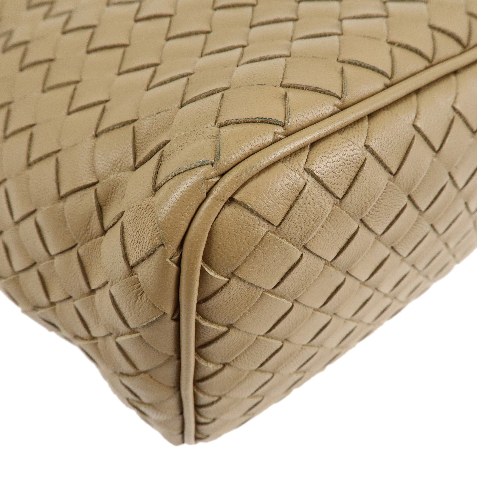 BOTTEGA VENETA Intrecciato Leather Shoulder Bag Hand Bag Beige Used