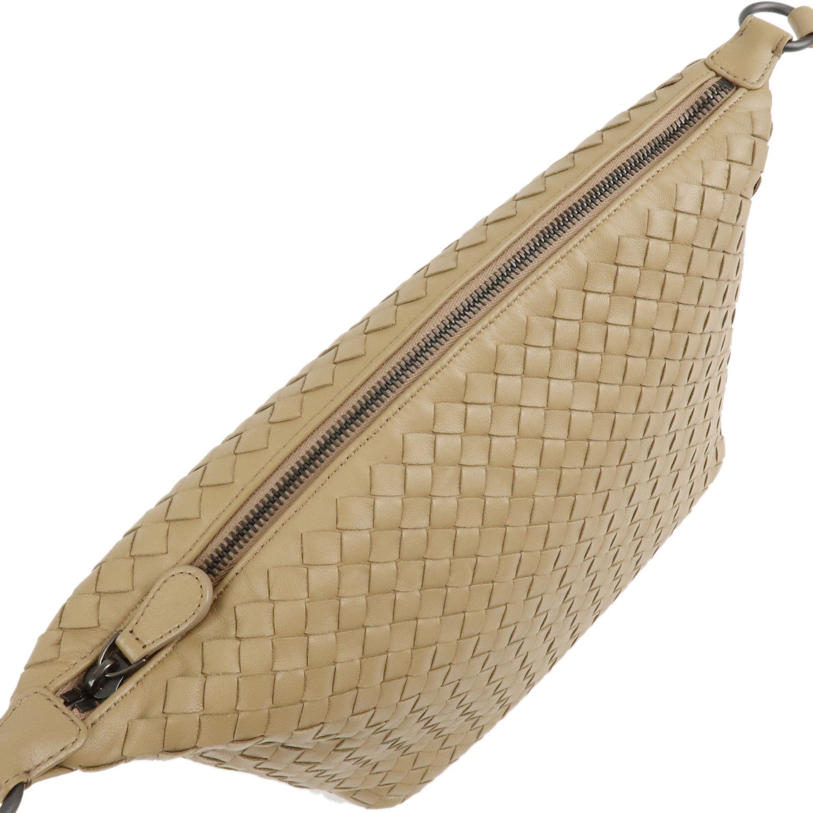 BOTTEGA VENETA Intrecciato Leather Shoulder Bag Hand Bag Beige Used