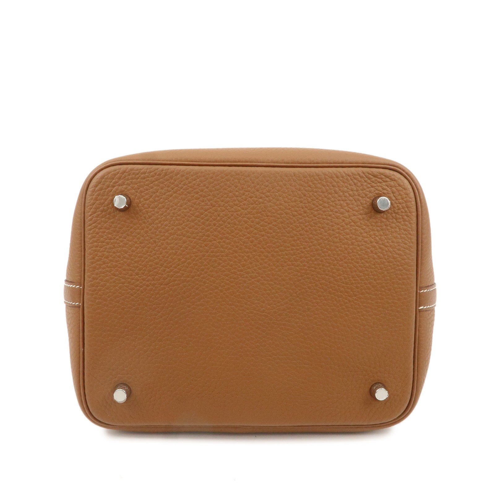 HERMES Taurillon Clemence Picotin Lock MM U Stamped Hand Bag Gold Used