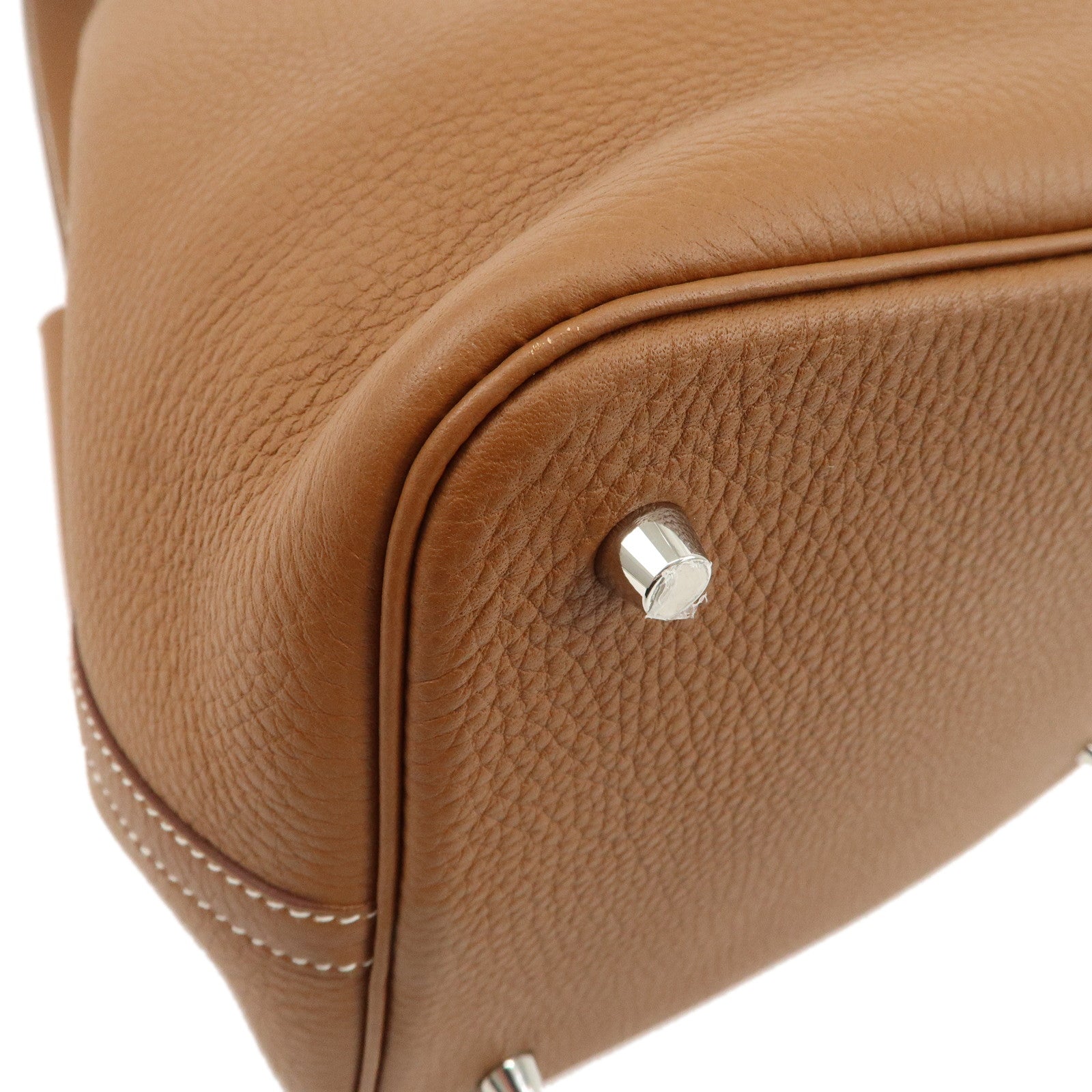 HERMES Taurillon Clemence Picotin Lock MM U Stamped Hand Bag Gold Used