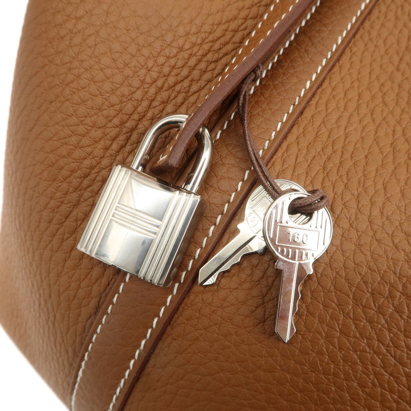 HERMES Taurillon Clemence Picotin Lock MM U Stamped Hand Bag Gold Used