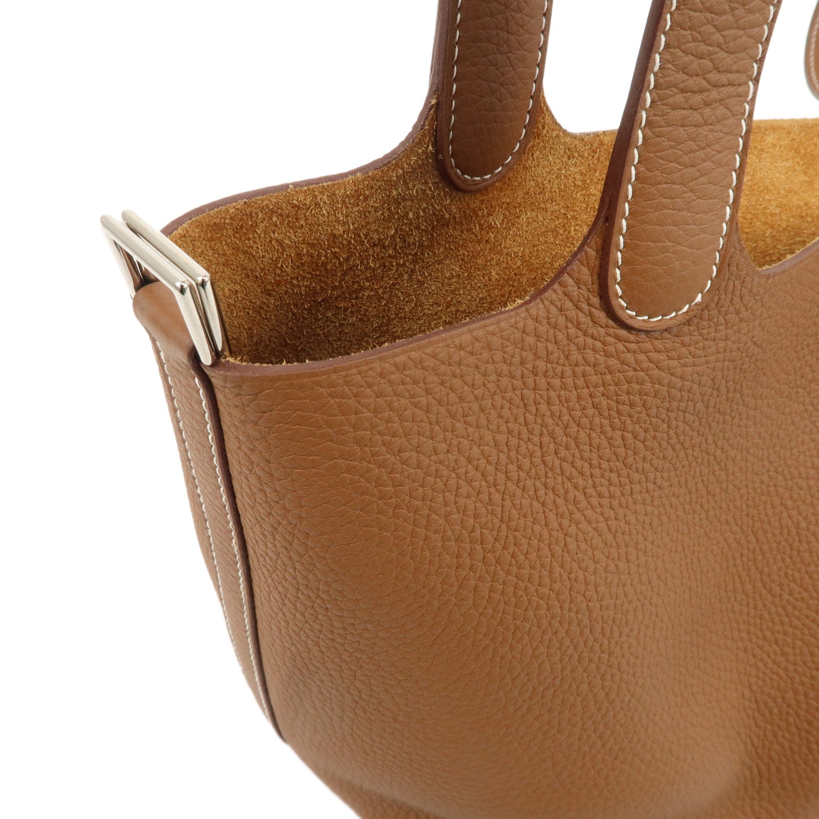 HERMES Taurillon Clemence Picotin Lock MM U Stamped Hand Bag Gold Used