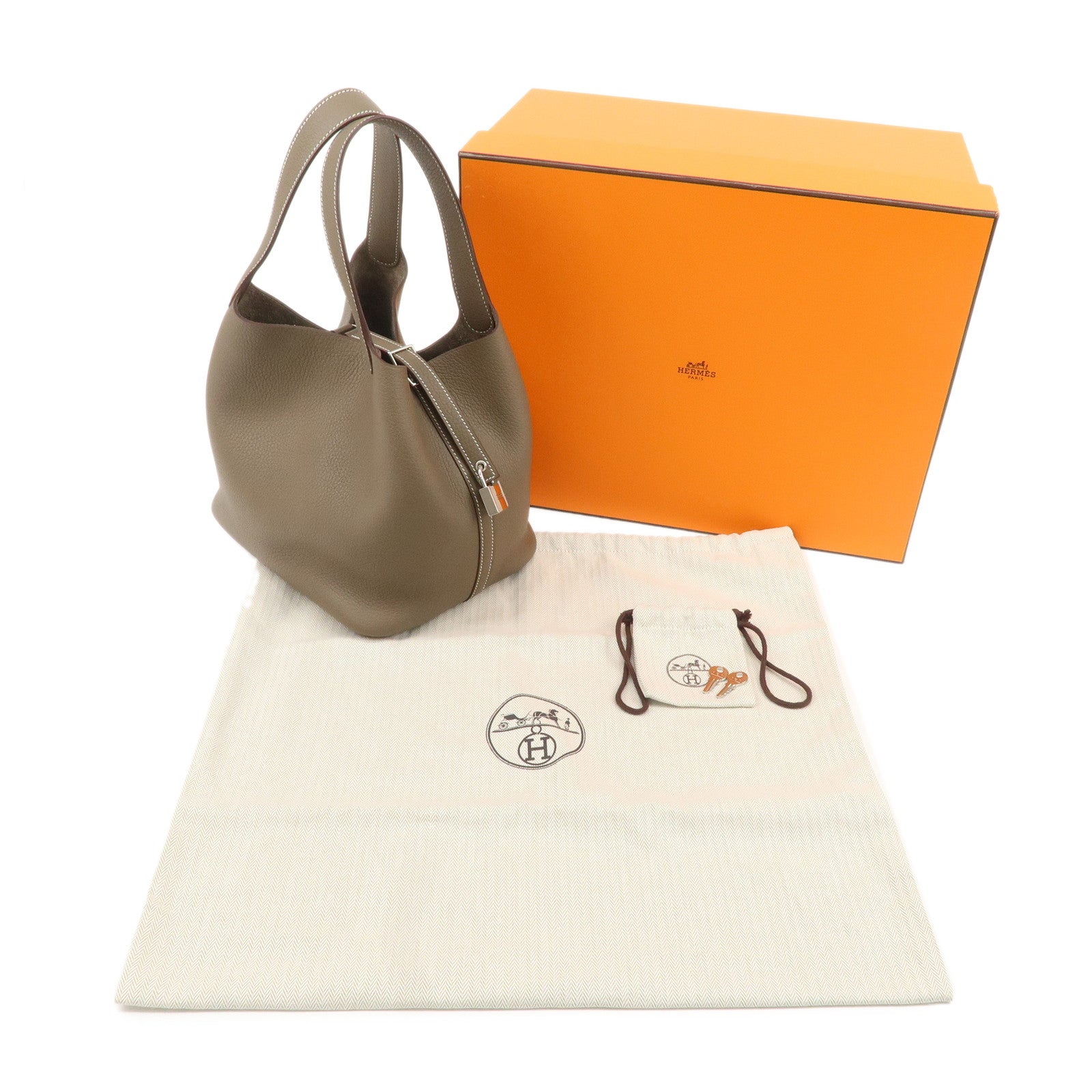 HERMES Taurillon Clemence Picotin Lock MM Z Stamped Hand Bag Used