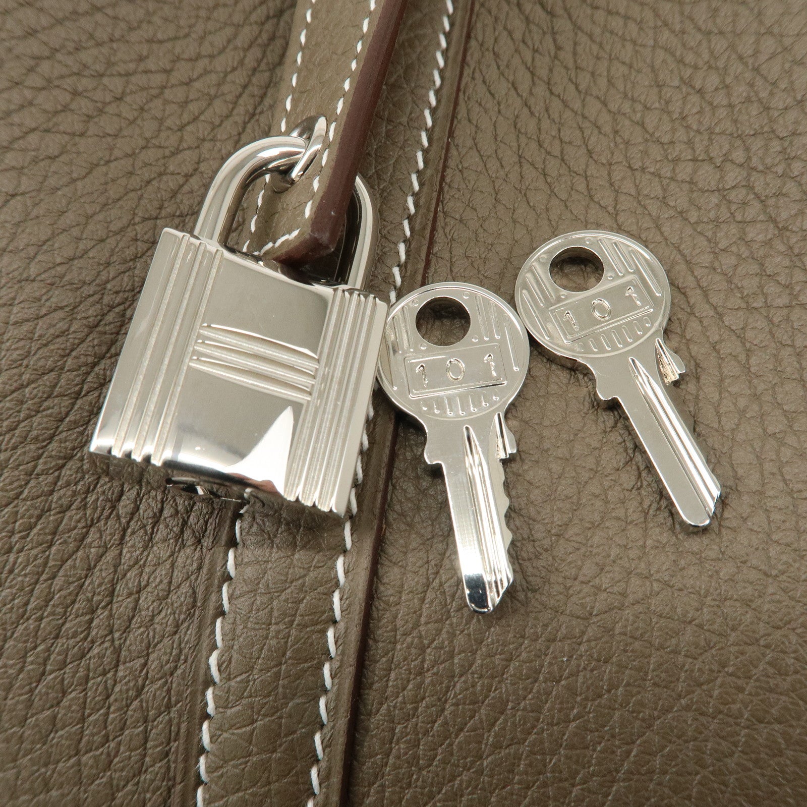 HERMES Taurillon Clemence Picotin Lock MM Z Stamped Hand Bag Used
