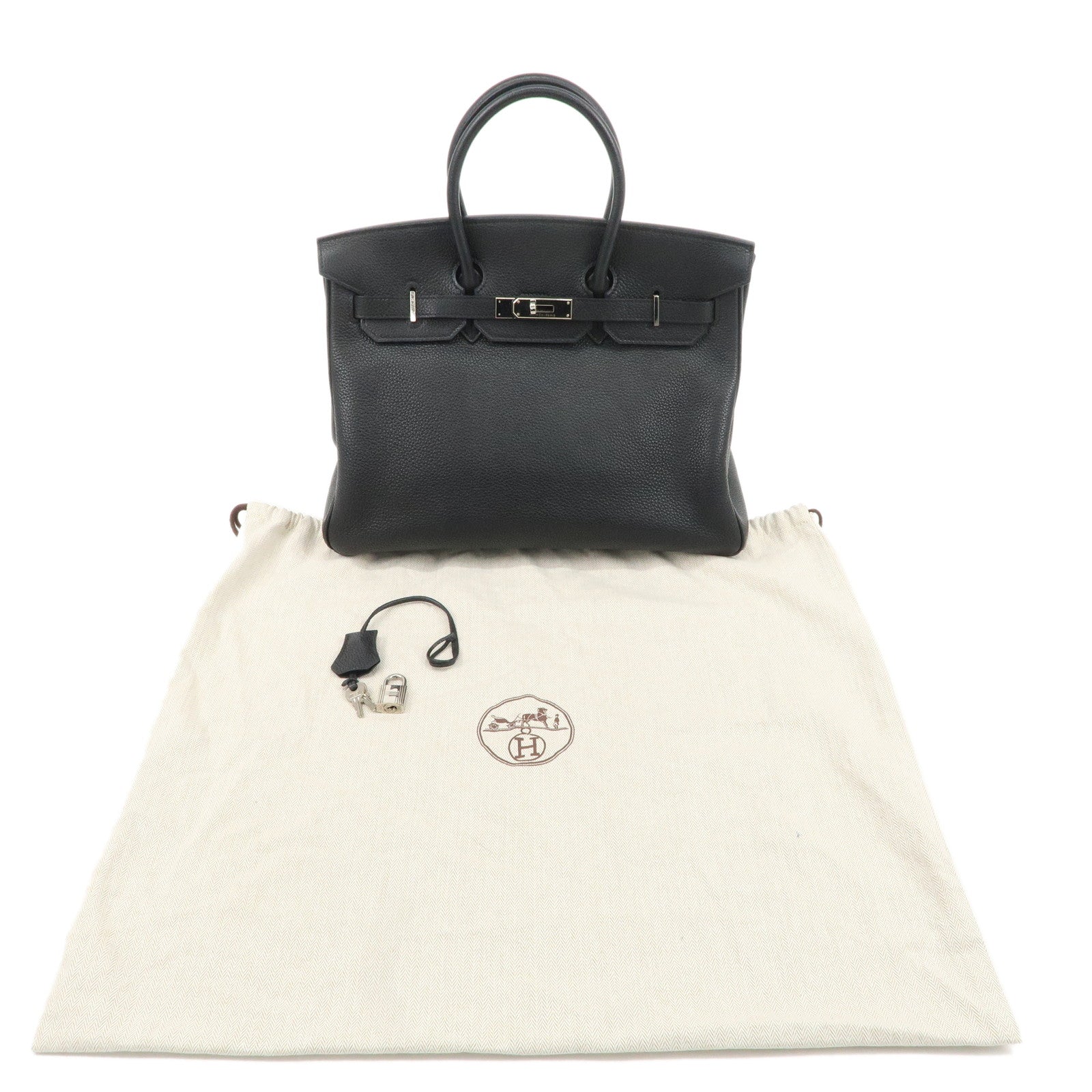 HERMES Togo Birkin 35 H Stamped Hand Bag Black Used