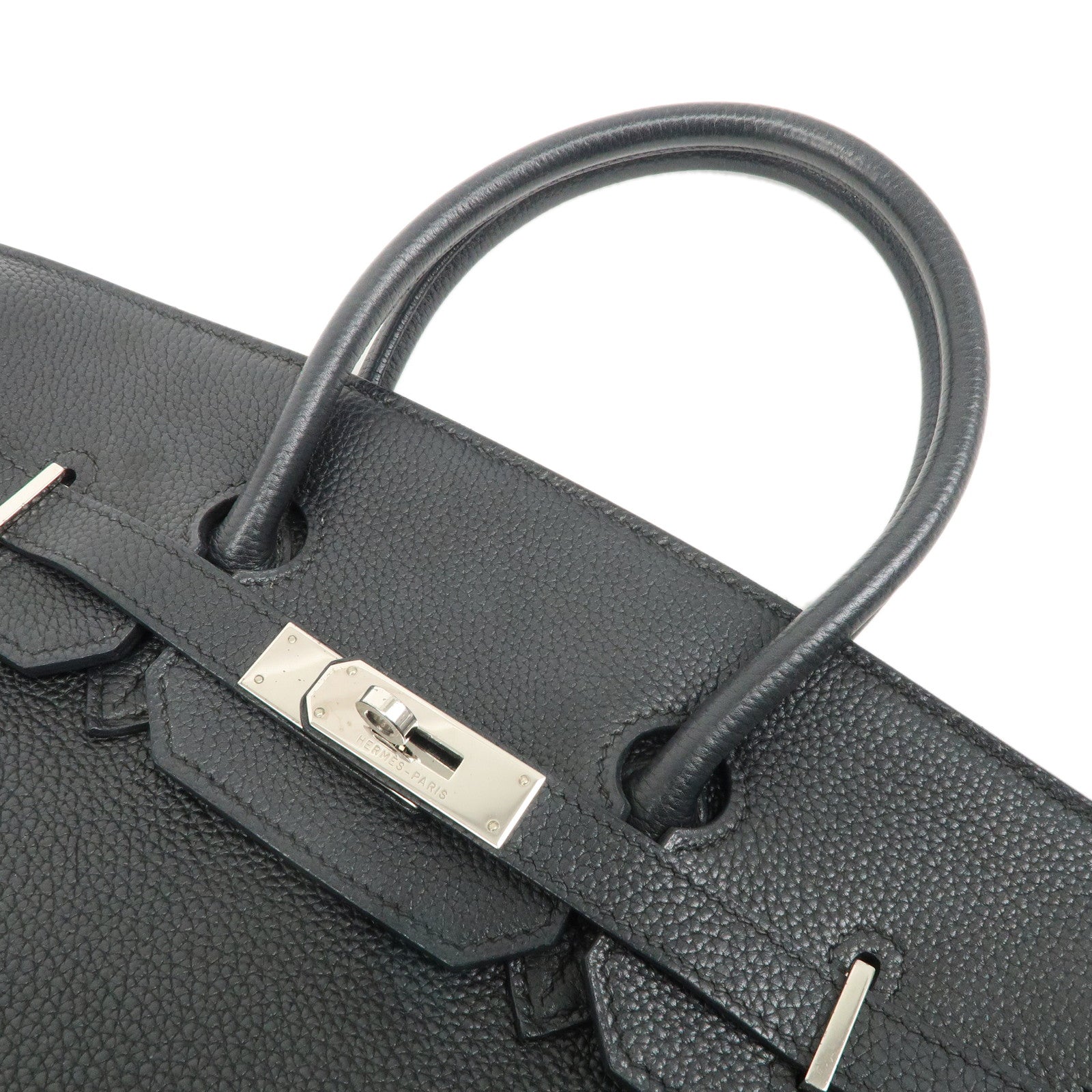 HERMES Togo Birkin 35 H Stamped Hand Bag Black Used