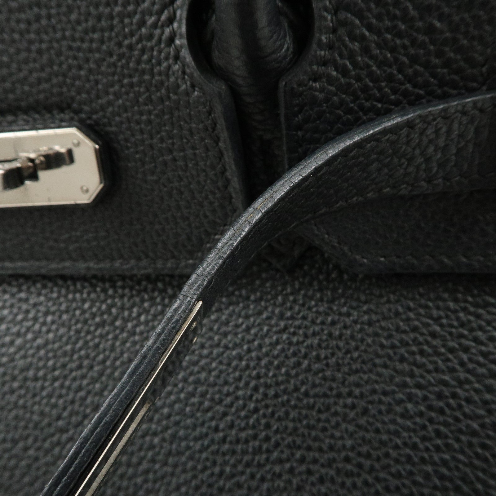 HERMES Togo Birkin 35 H Stamped Hand Bag Black Used