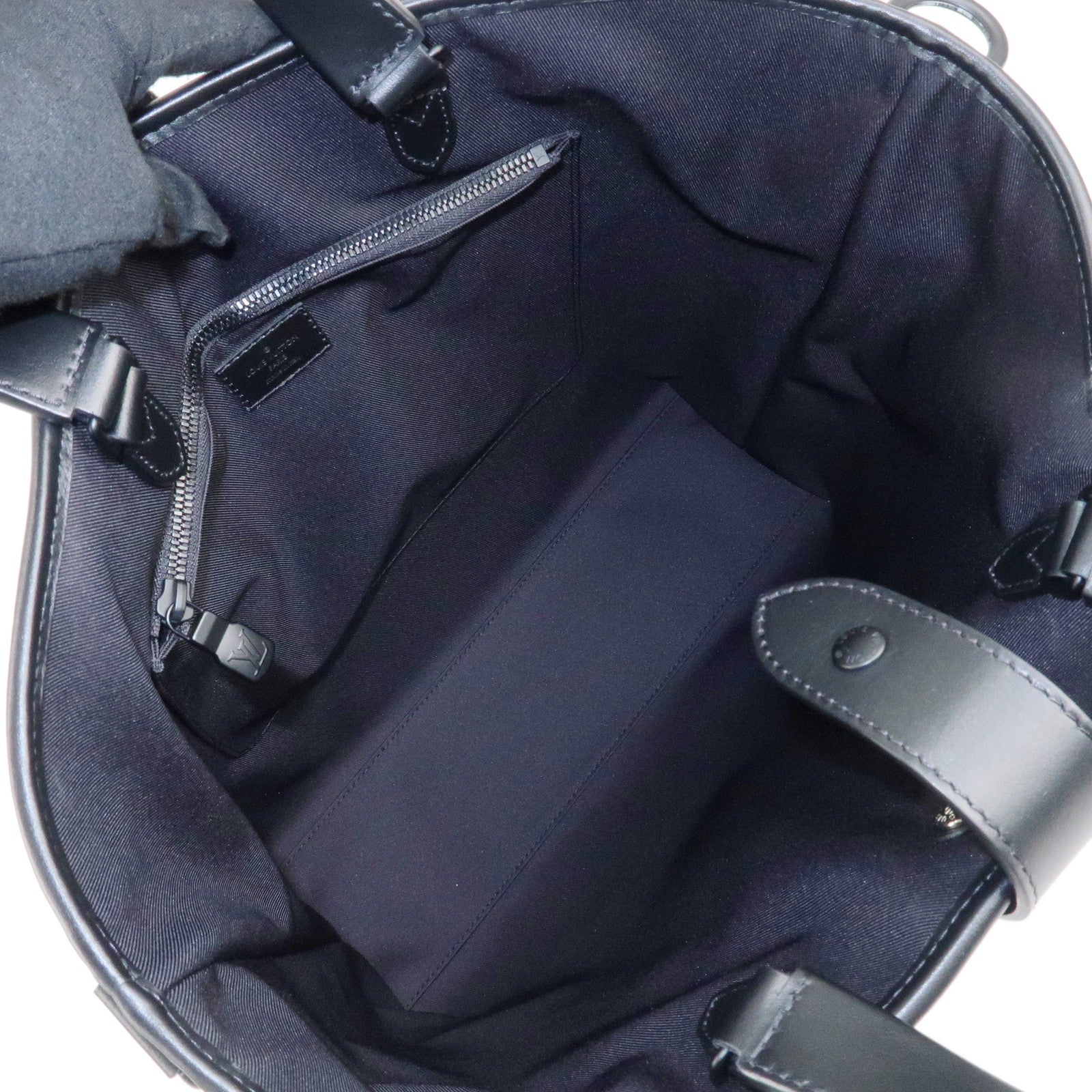 Louis Vuitton Monogram Eclipse Saumur Tote Bag Black Gray M45914 Used