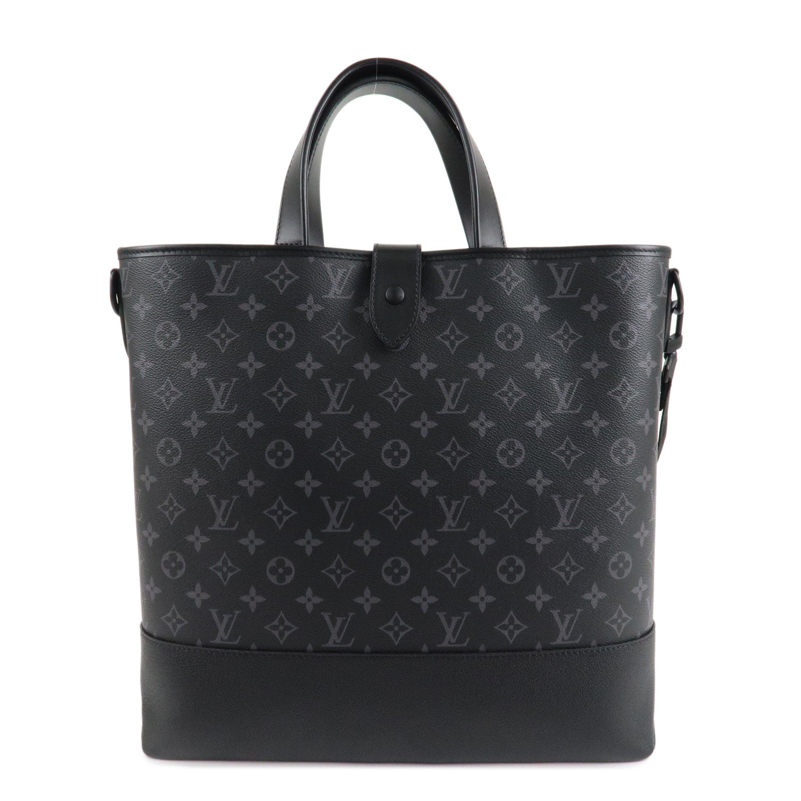 Louis Vuitton Monogram Eclipse Saumur Tote Bag Black Gray M45914 Used