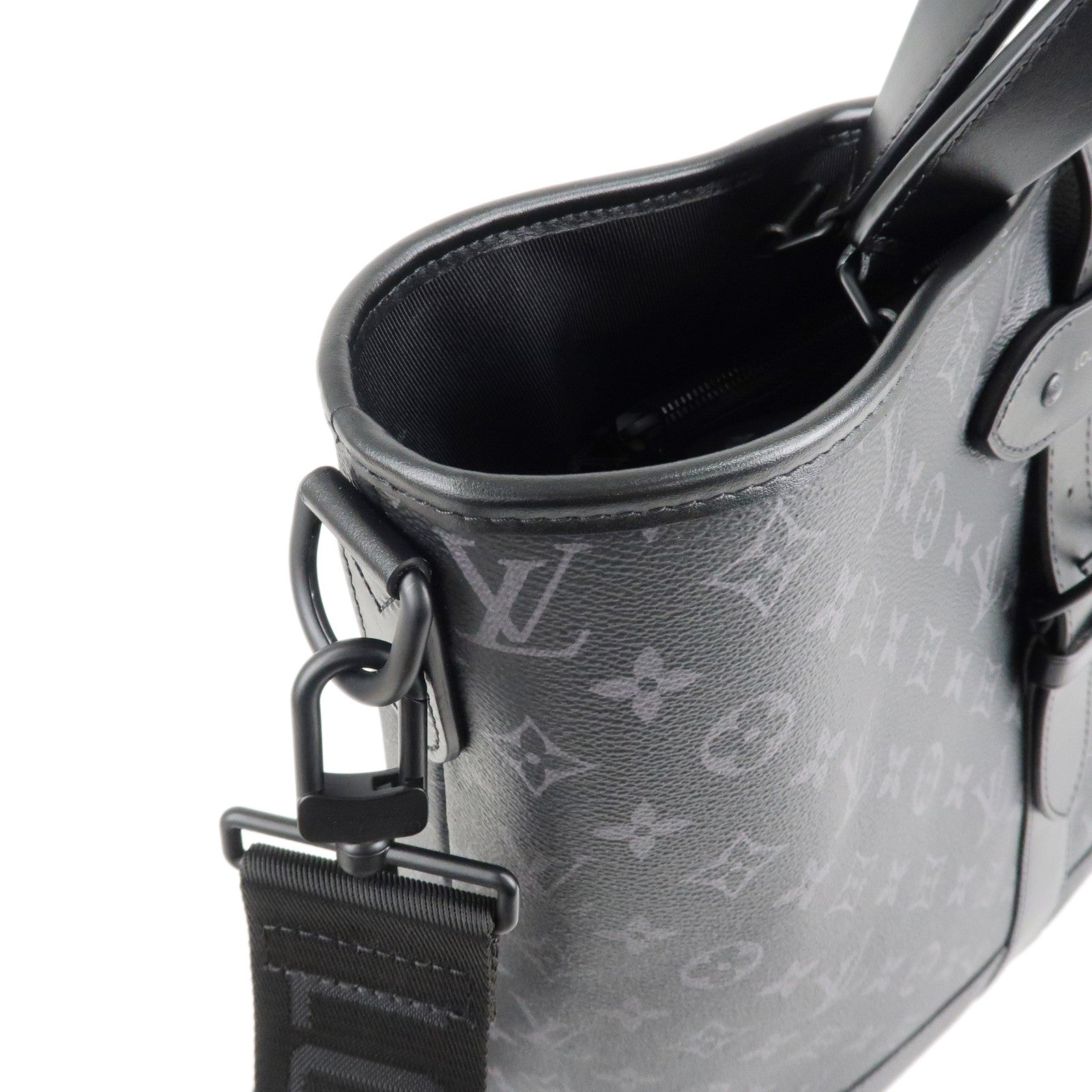 Louis Vuitton Monogram Eclipse Saumur Tote Bag Black Gray M45914 Used