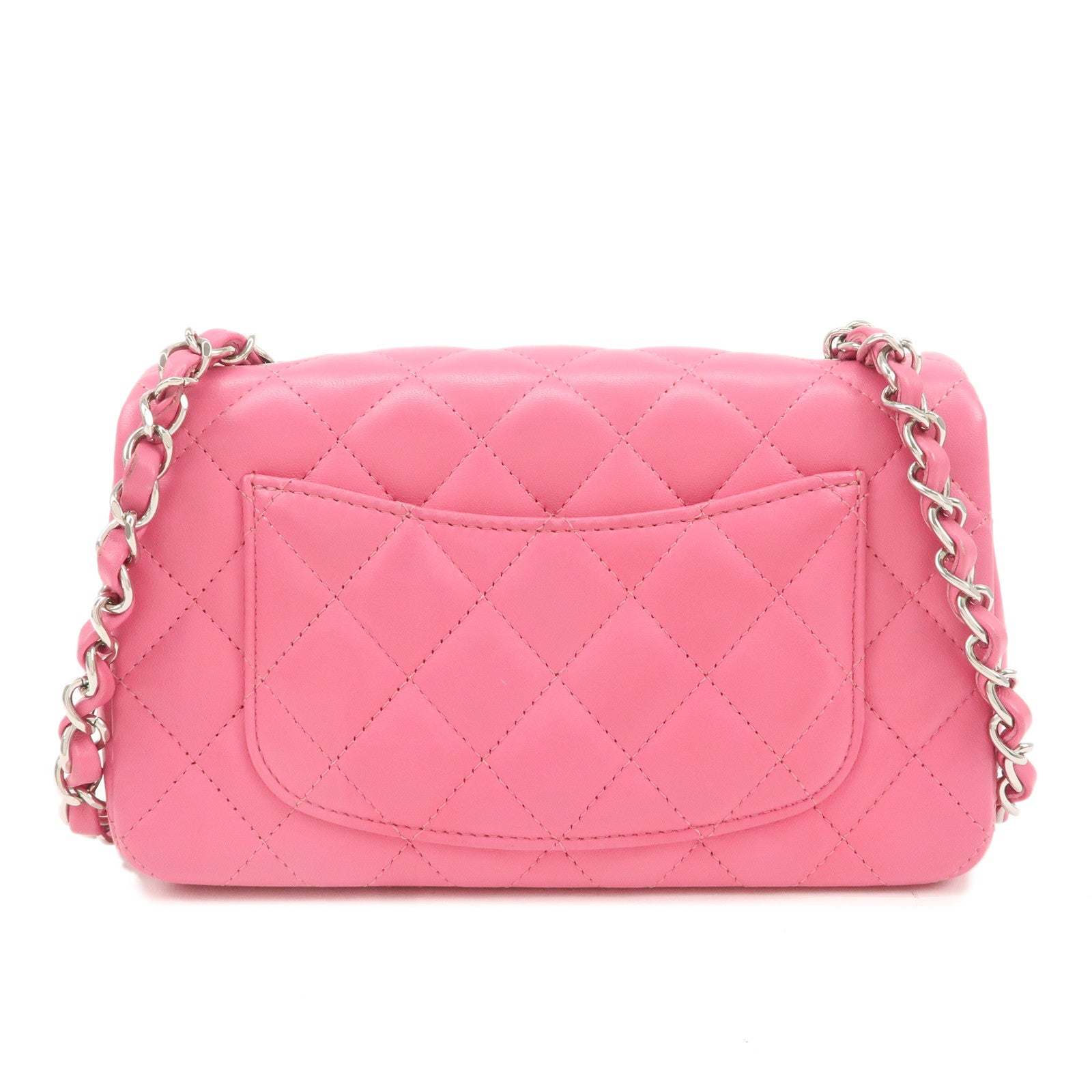 CHANEL Mini Matelasse 20 Lamb Skin Chain Shoulder Bag Pink A69900 Used