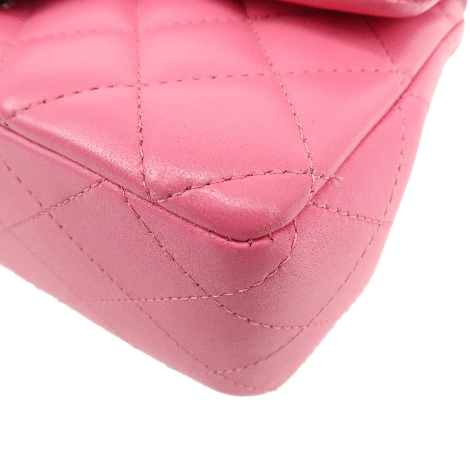 CHANEL Mini Matelasse 20 Lamb Skin Chain Shoulder Bag Pink A69900 Used