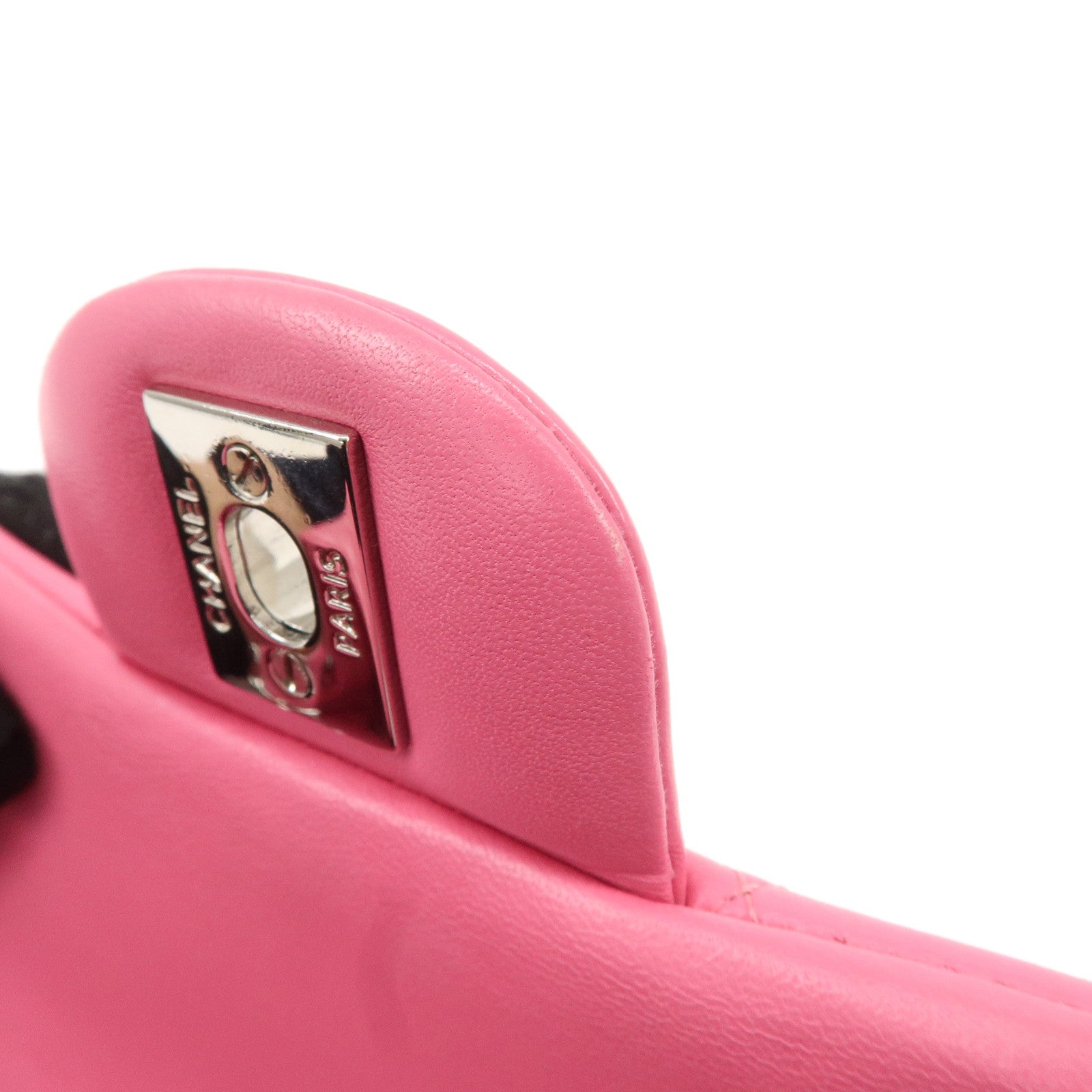 CHANEL Mini Matelasse 20 Lamb Skin Chain Shoulder Bag Pink A69900 Used