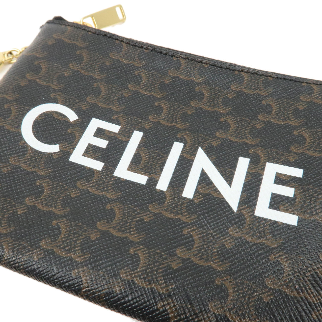 CELINE C Macadam PVC Coin Case Black Brown White Used