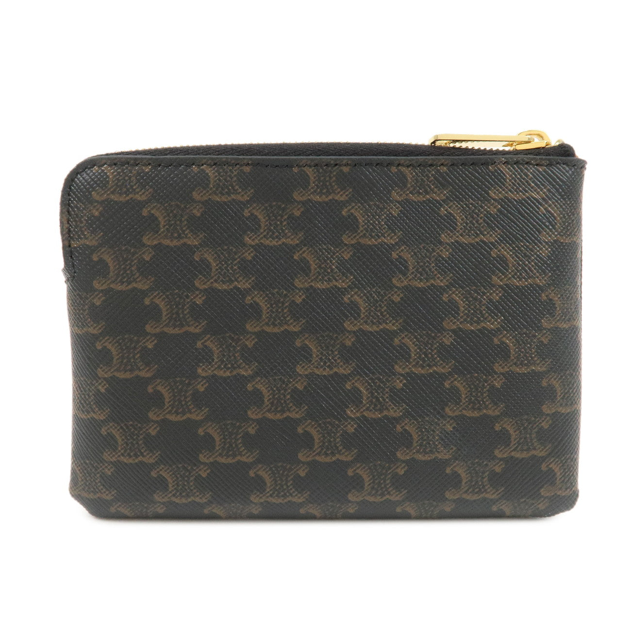 CELINE C Macadam PVC Coin Case Black Brown White Used