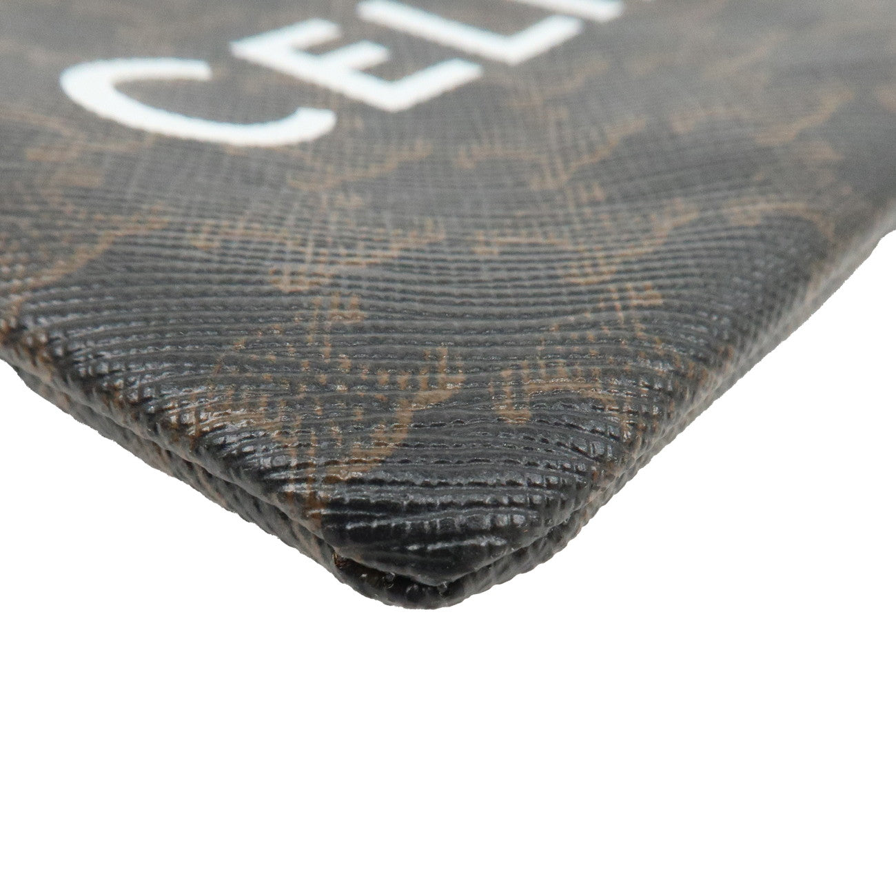 CELINE C Macadam PVC Coin Case Black Brown White Used