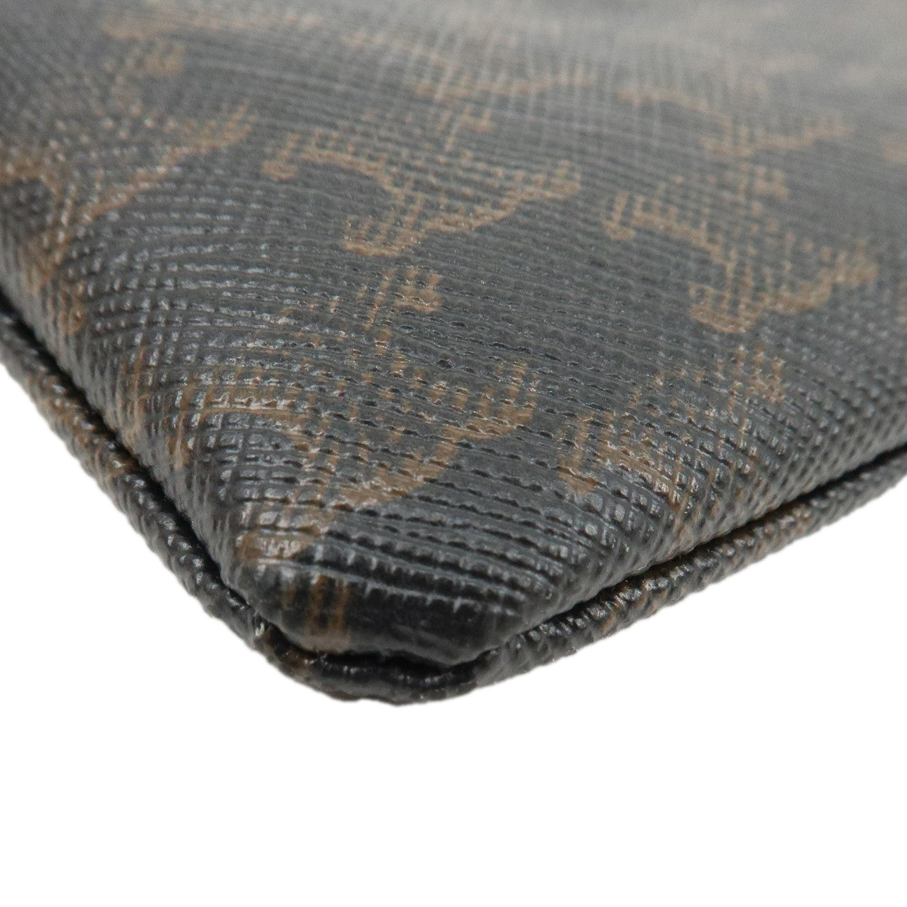 CELINE C Macadam PVC Coin Case Black Brown White Used