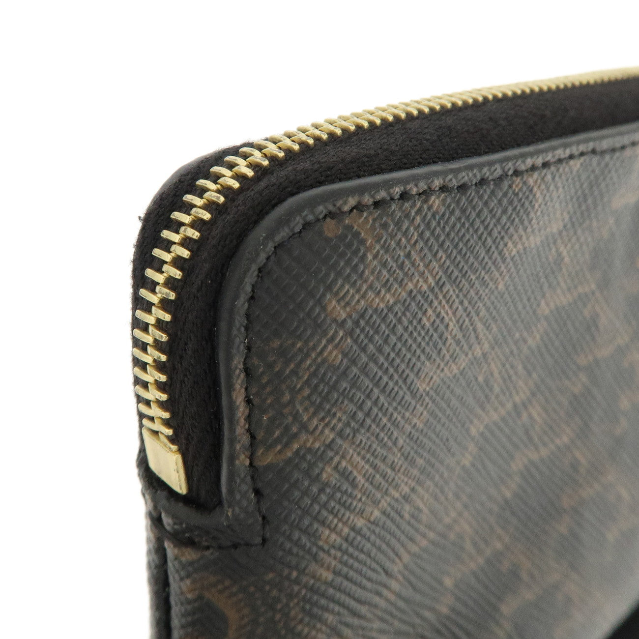 CELINE C Macadam PVC Coin Case Black Brown White Used