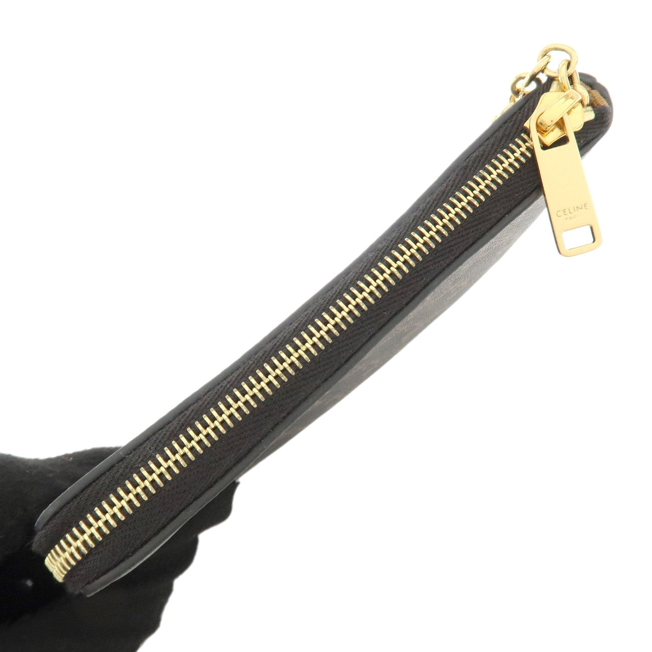 CELINE C Macadam PVC Coin Case Black Brown White Used